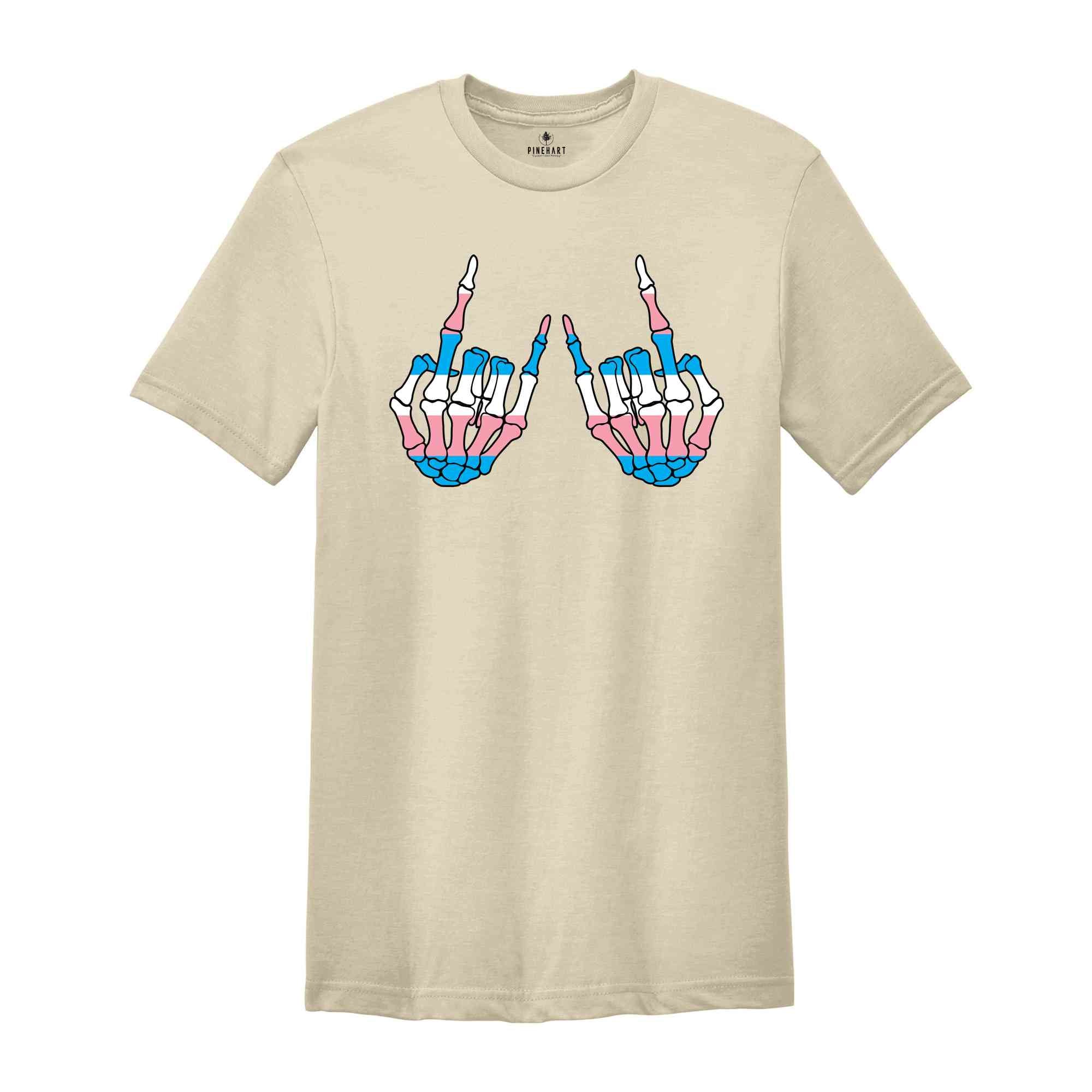 Skeleton Rock Hands Shirt, Trans Pride Shirt, Trans Flag Shirt, Support Trans Kids, LGBTQ Pride Shirt, Pride Ally Shirt, Trans Shirt