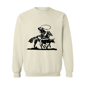 Cowboy Sweatshirt, Cowboy Roping Western Hoodie, Country Sweater, Desert Hoodie, Cowboys Gifts, Cowboy Rodeo Sweatshirt