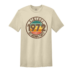 Vintage 1972 All Original Parts Shirt, 52nd Birthday Shirt, 1972 Birthday Shirt, Retro 52nd Birthday TShirt, 52 Years Birthday Shirt