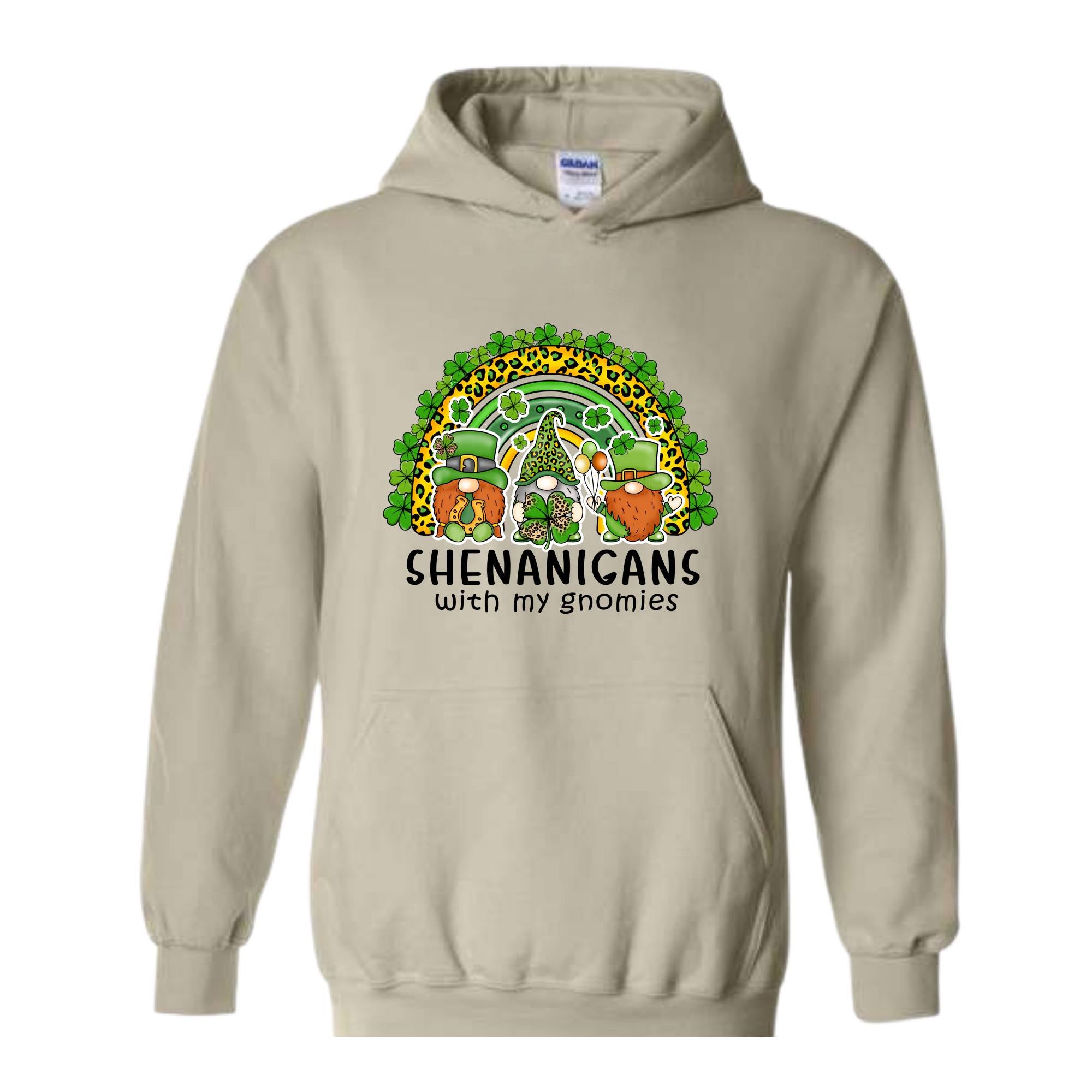 Shenanigans With My Gnomies Hoodie, St. Patricks Day Hoodie, Lucky Hoodie, Gnome Hoodie, Boho Rainbow Hoodie