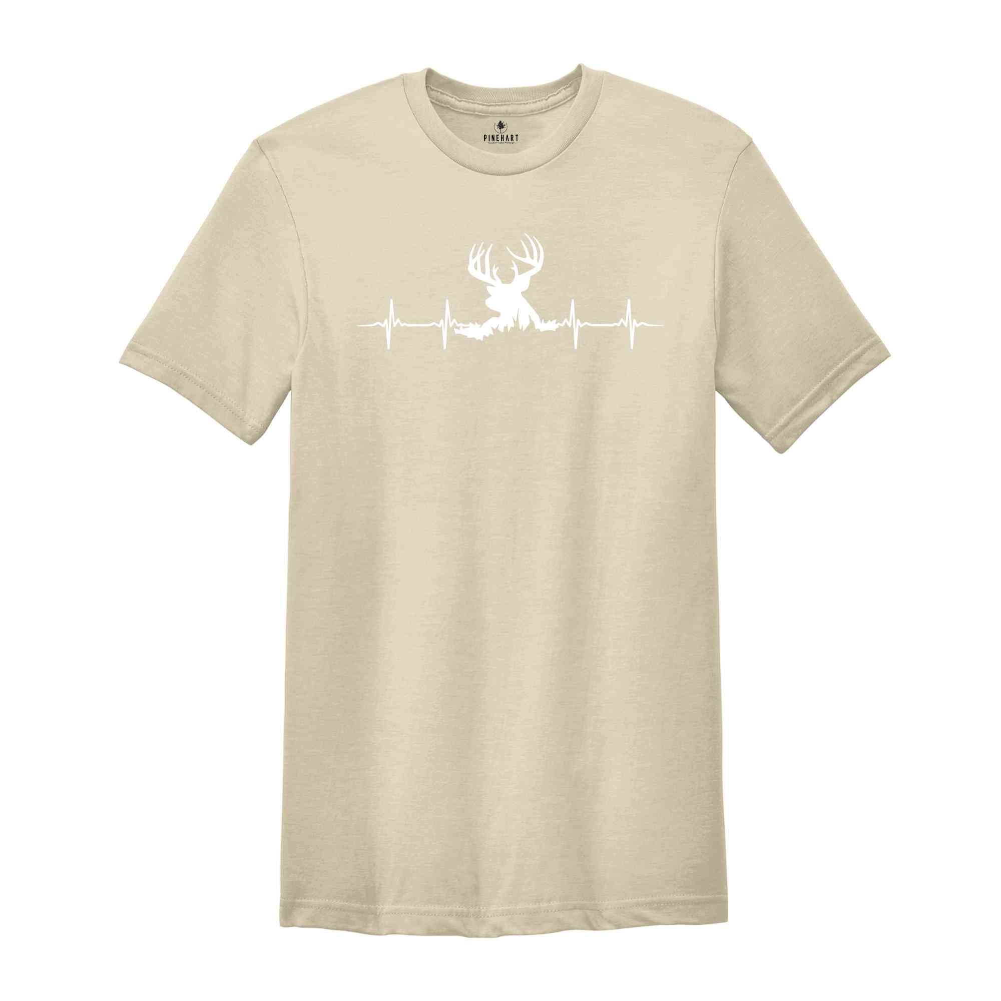 Deer Heartbeat Shirt, Deer Hunting Shirt, Gift for Hunter, Dad Birthday Gift, Hunter Dad Shirt, Hunting Gift, Dad Outdoor Shirt