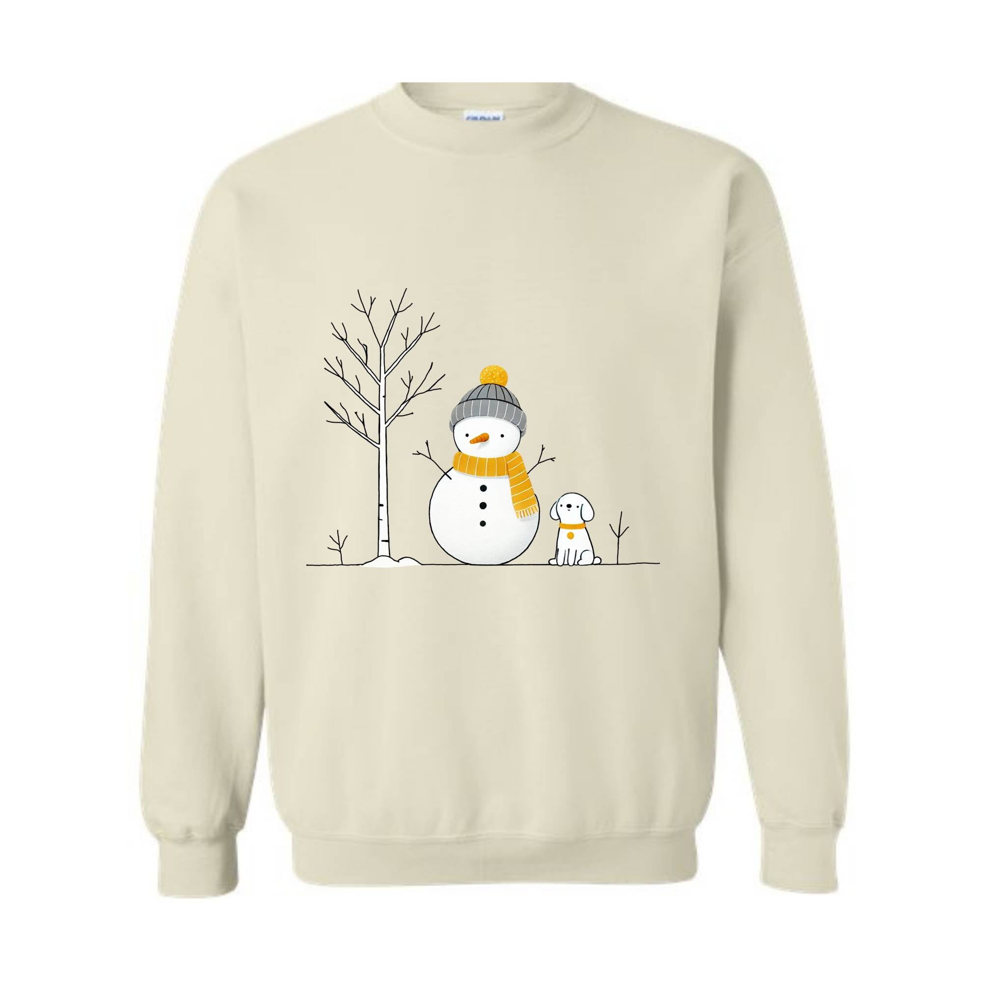 Christmas Snowman And Dog Sweatshirt, Christmas Tree Sweatshirt, Snowman Sweatshirt, Dog Lover Christmas Sweatshirt, Christmas Sweatshirt