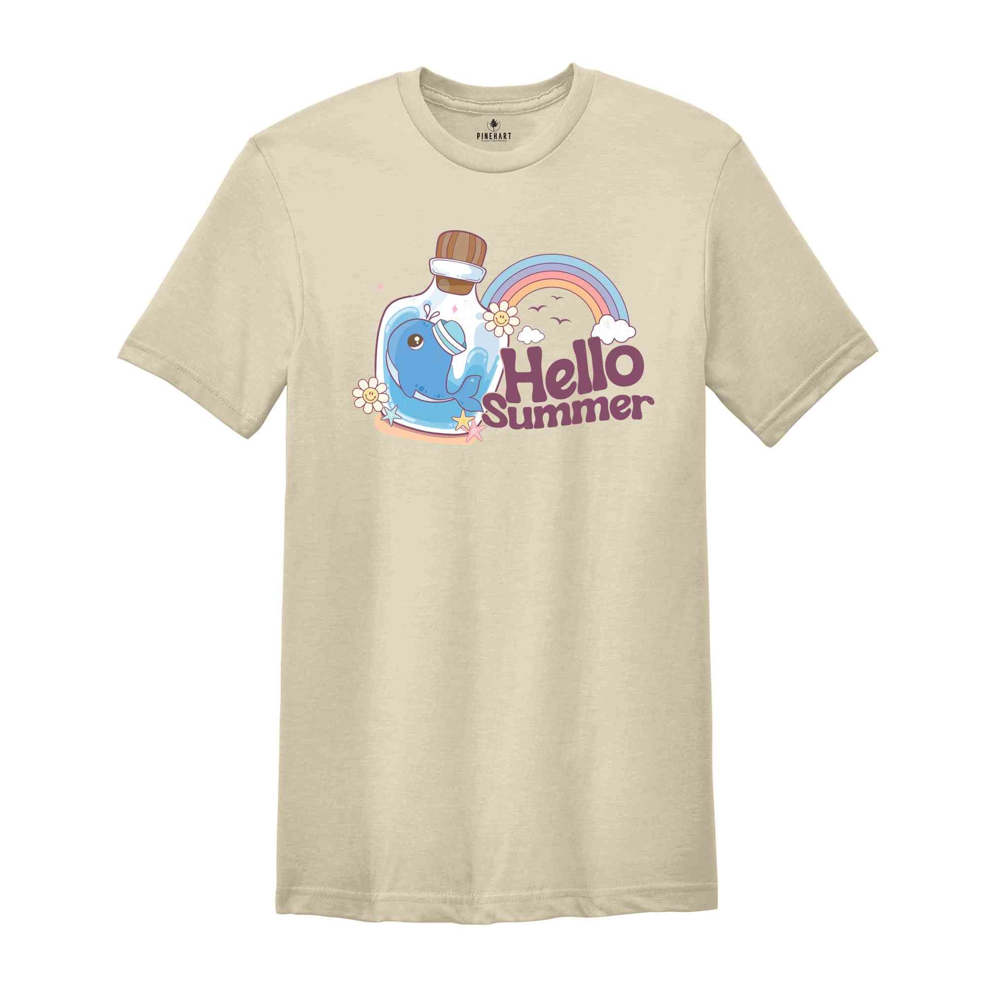 Hello Summer Shirt, Summer Shirt, Retro Beach Shirt, Rainbow Shirt, Nature Lover Shirt, Sarcastic Shirts, Animal Lover Shirt