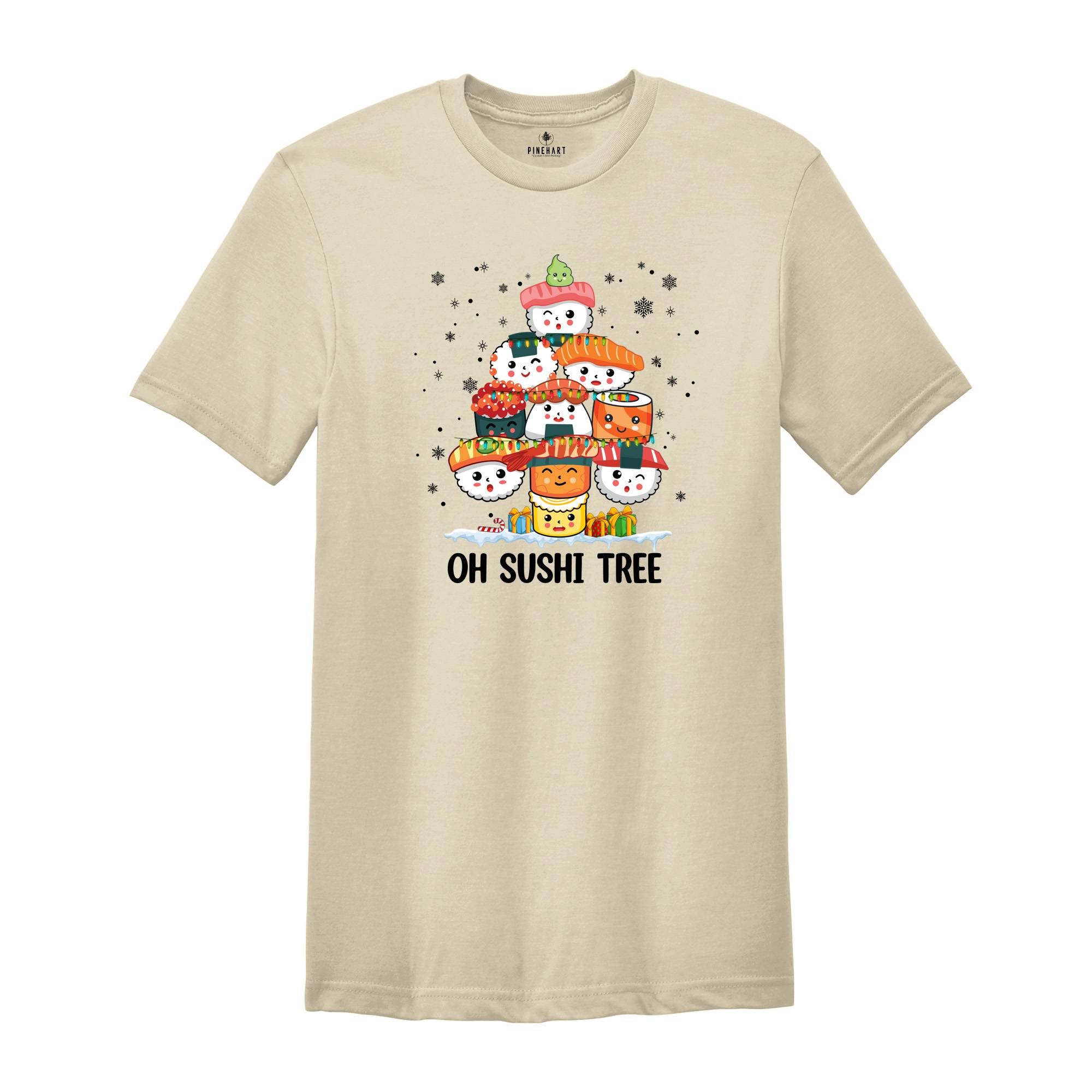 Christmas Oh Sushi Tree T-Shirt, Cute Sushi Gift, Christmas Gift, Japanese Cuisine Sushi Lover Gift, Foodie Shirt, Xmas Sweatshirt