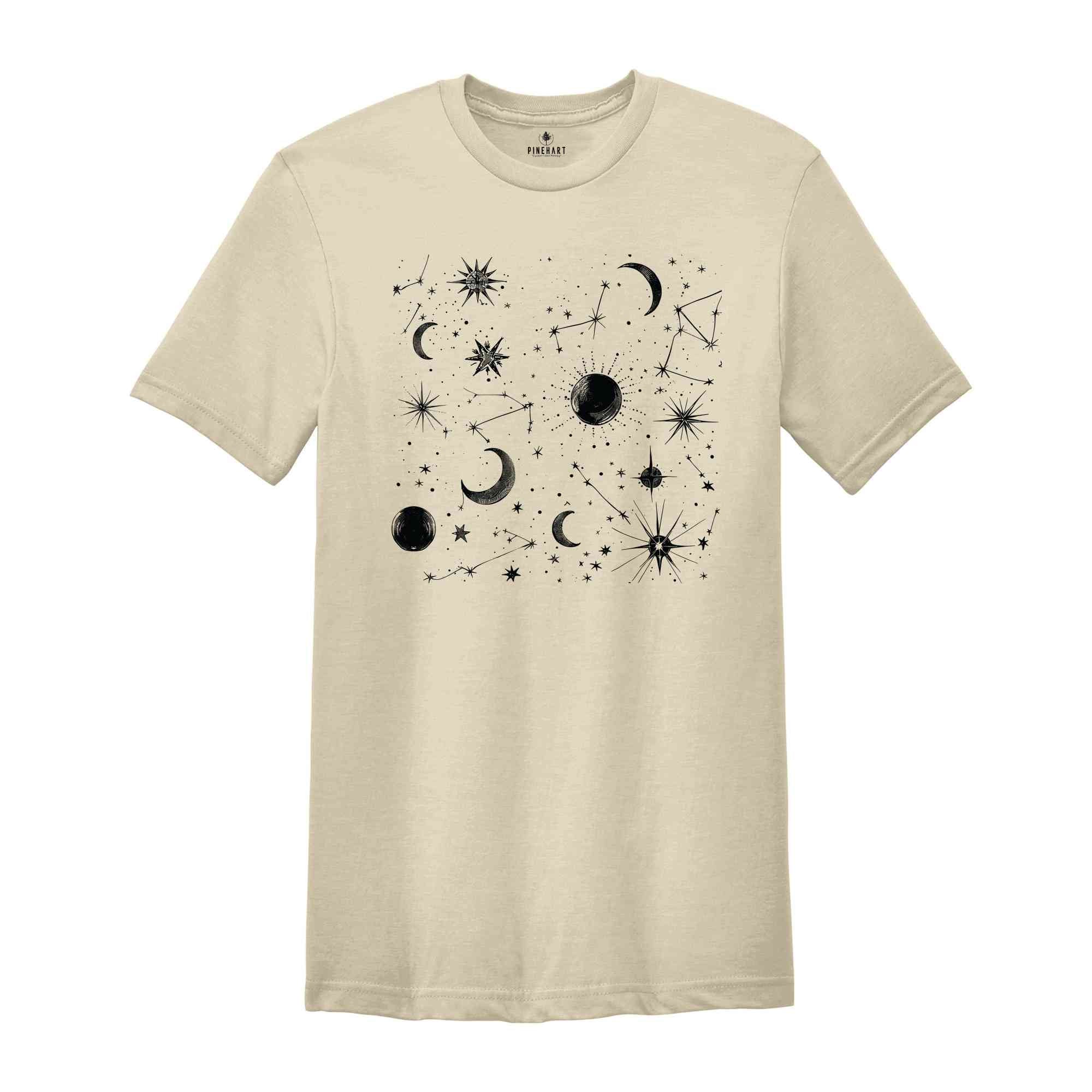 Celestial Shirt, Stars Shirt, Spiritual Shirt, Aesthetic Shirt, Moon Tee, Space Shirt, Astronomy Lovers Shirt