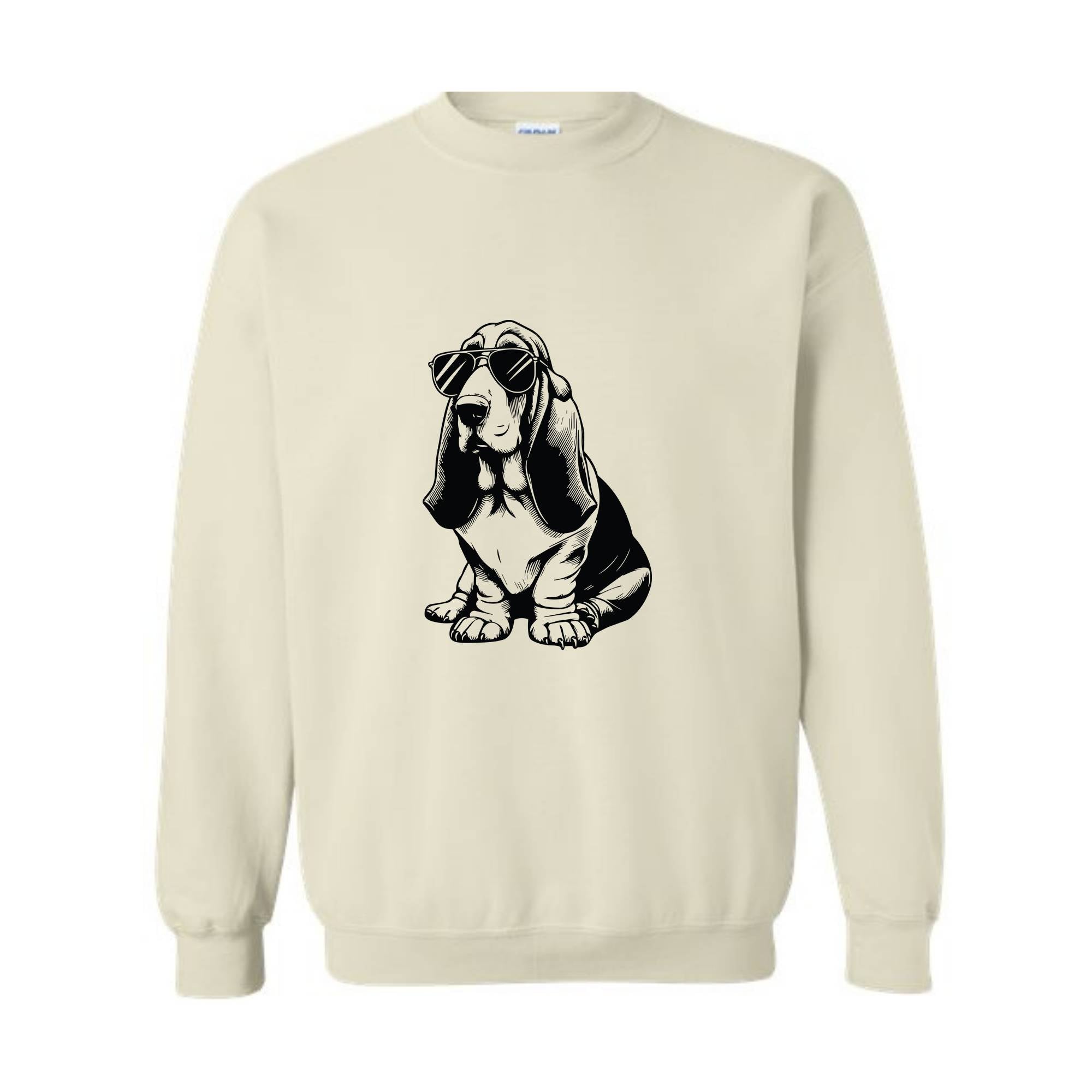 Funny Basset Hound With Sunglasses Sweatshirt, Hipster Dog Hoodie, Dog Mom Hoodie, Gifts For Dog Lovers