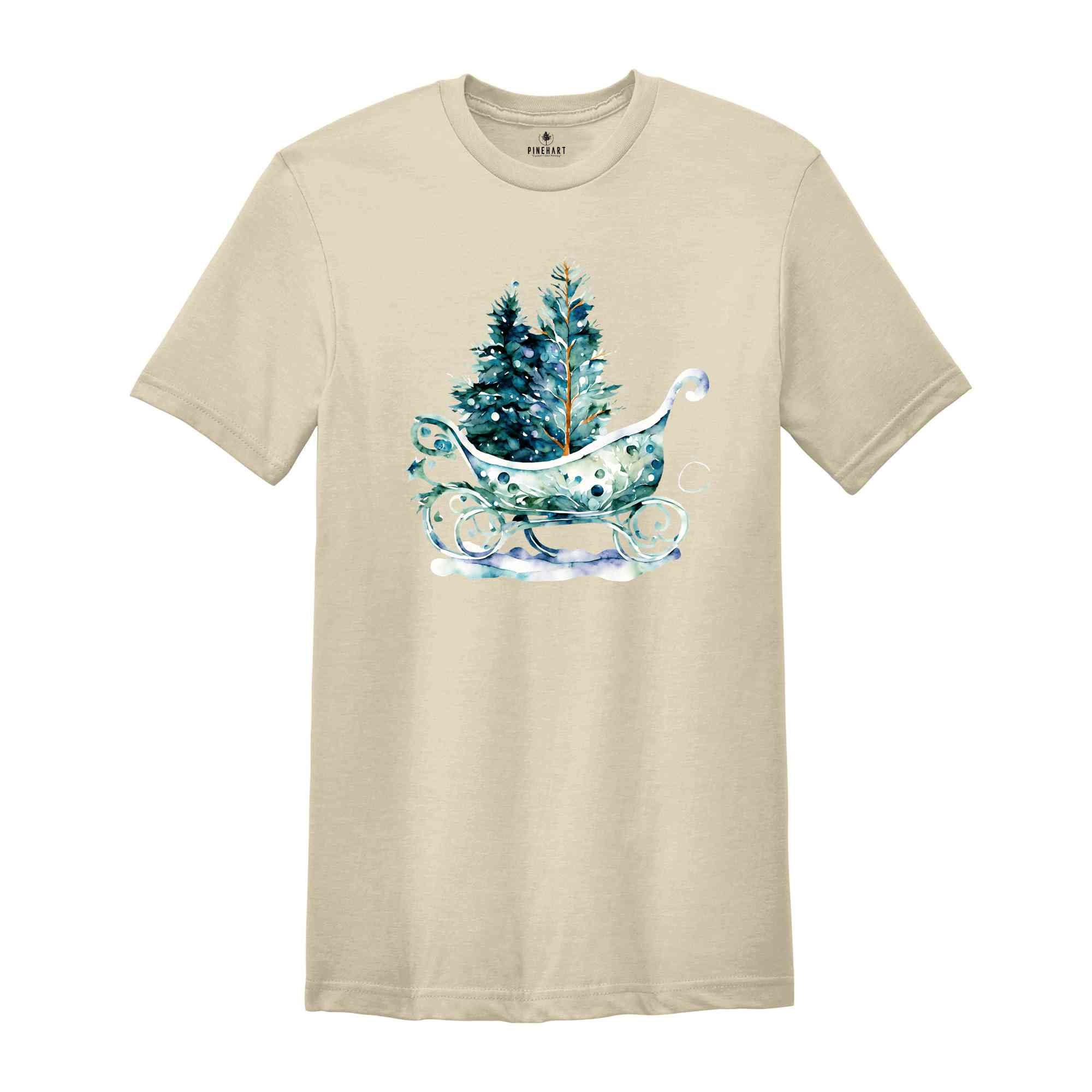 Christmas Sleigh T-shirt, Christmas Shirt, Winter Shirt, Christmas Tree Shirt, Christmas Gifts, Christmas Season Shirt