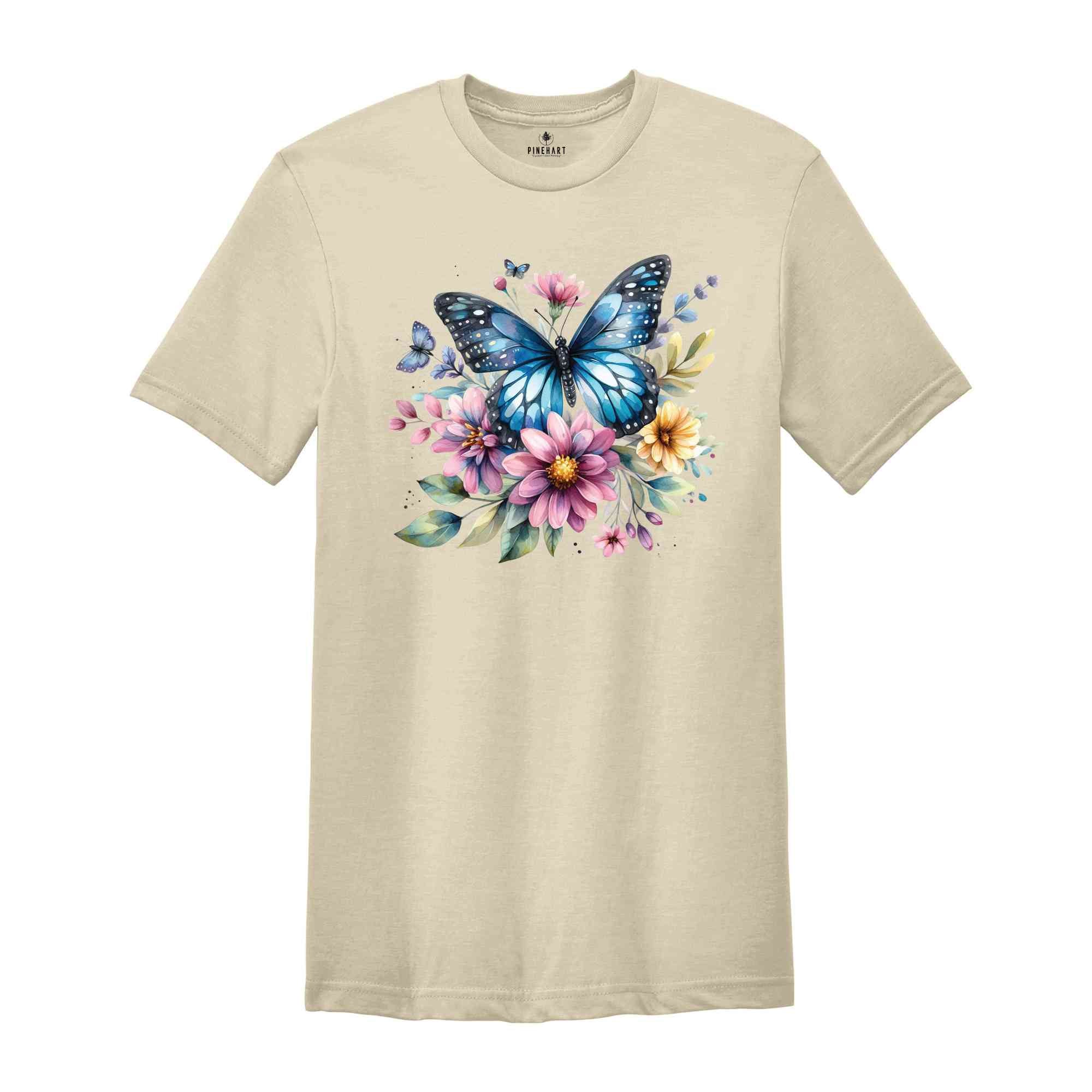 Butterfly Shirt, Floral Nature Shirt, Wildlife Shirt, Gardening Lover Shirt, Garden Mom Shirt, Plant Lady Shirt, Nana Shirt, Floral Shirt