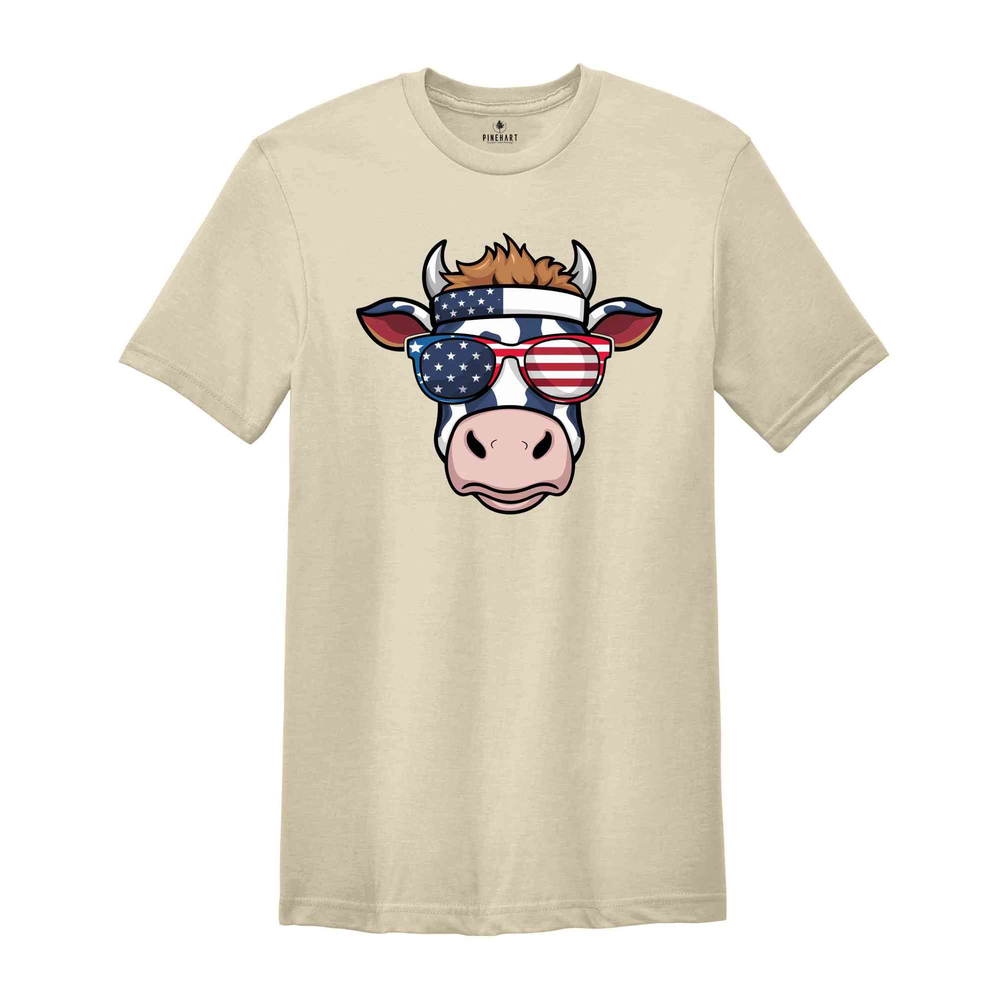 Oh My Stars Cow Shirt, Highland Cow shirt, Highland Cow With 4th July, American Flag Shirt, Fourth Of July Tee, Independence Day