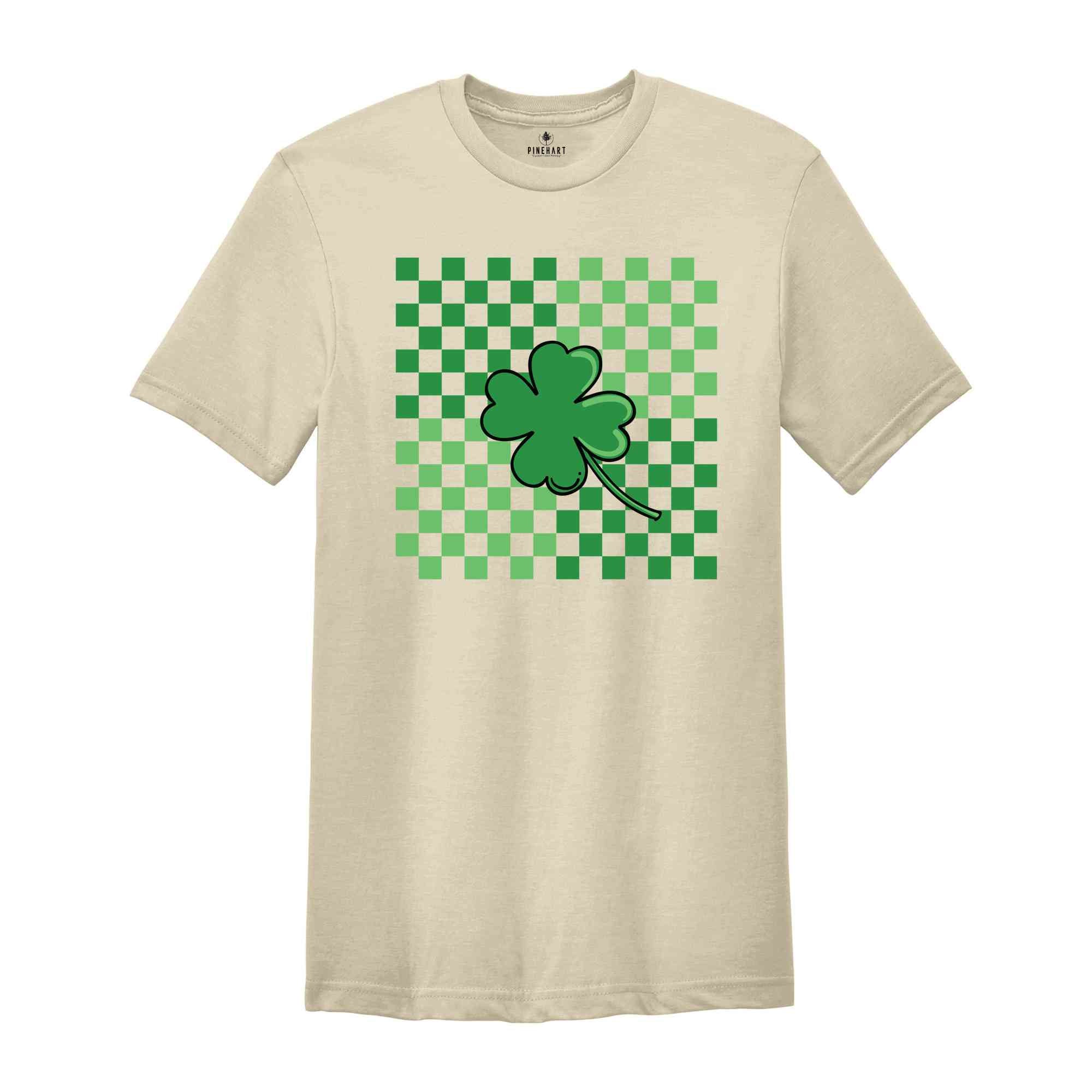 St Patricks Day Shirt, Clover Shirt, Retro Checkered St Patrick Shirt, St Patricks Clover Shirt, Shamrock Shirt, Gift For St Patricks