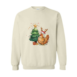 Chicken Christmas Sweatshirt, Cute Farm Girl, Funny Chicken Shirt, Chicken lover Gifts