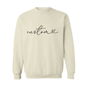 Custom Sweatshirt, Personalized Cursive Text Sweat, Floral Sleeve Sweatshirt, Personalized Gifts