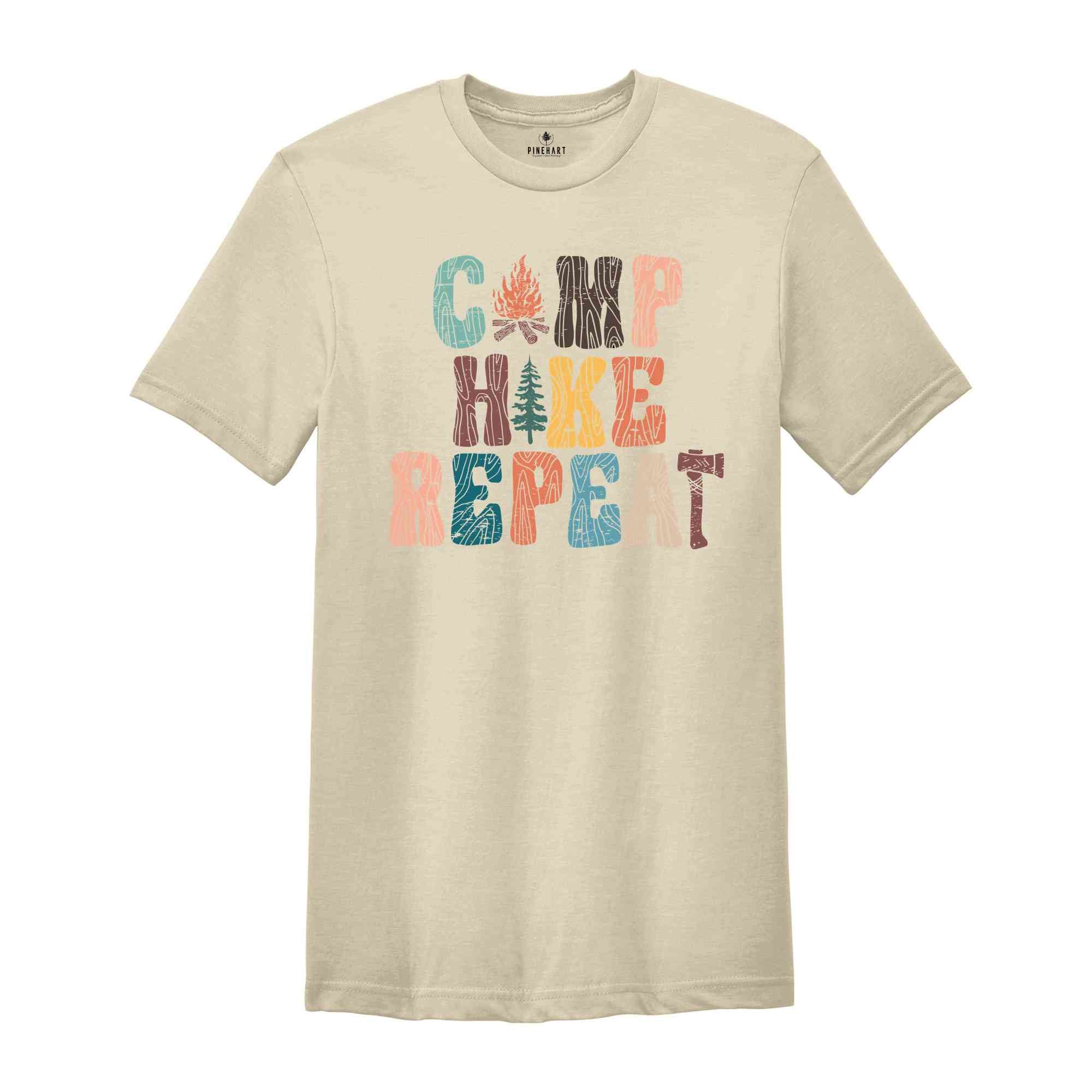 Camp Hike Repeat Shirt, Camping Shirt, Adventurer Shirt, Nature Lover Shirt, Happy Camper Shirt, Summer Camp Shirt, Traveler Shirt