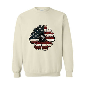 USA Flag Flower Sweatshirt, Independence Day Sweatshirt, 4th Of July Flag Graphic Hoodie, Freedom Sweatshirt, America Sweatshirt