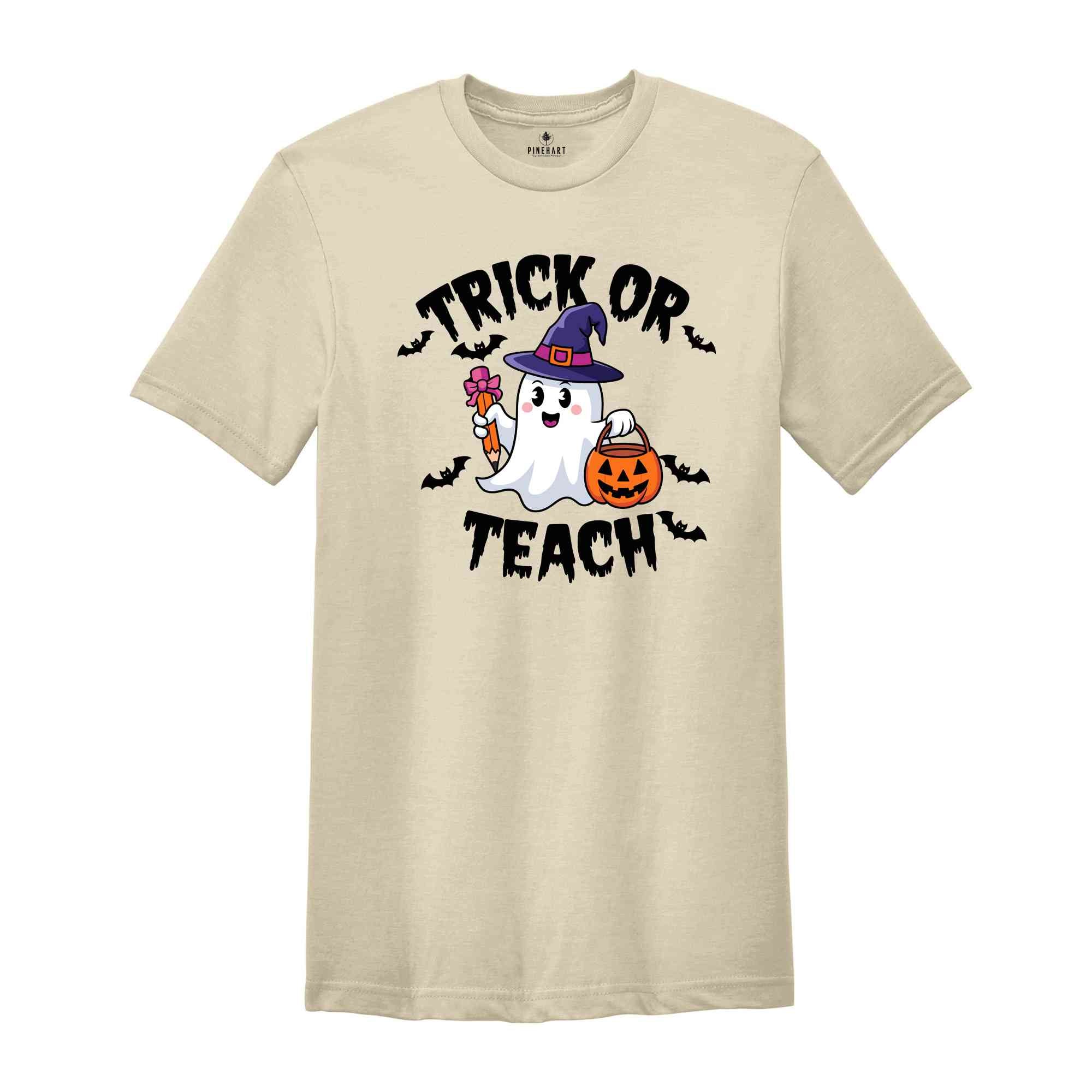 Trick or Teach Shirt, Teacher Halloween Shirt, Halloween Teacher Shirt, Spooky Teacher Shirt, Retro Ghost Teacher Shirt