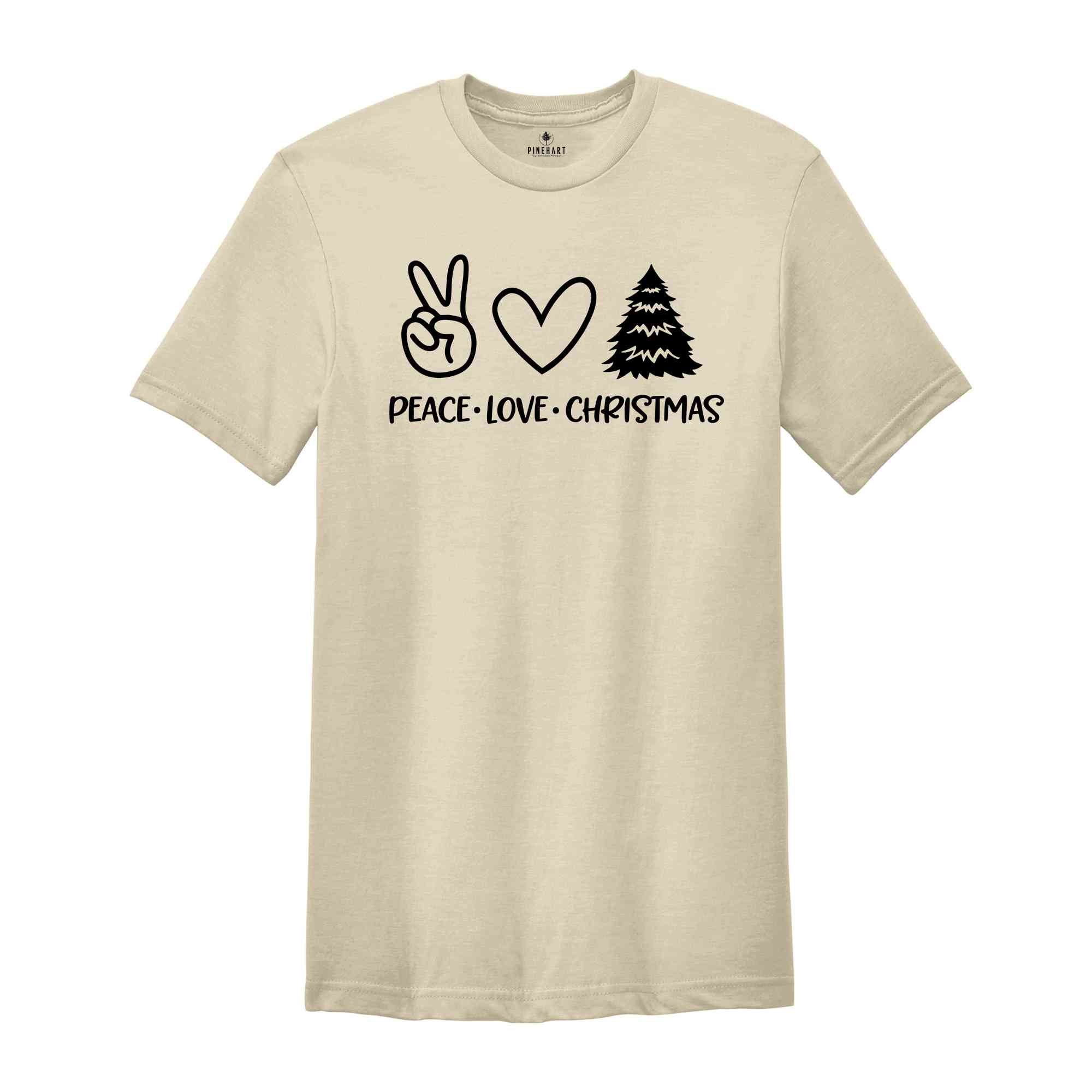 Peace Love Christmas Shirt, Christmas Tee, Christmas Costume, Funny Christmas, Xmas Tee, Holiday Gift, Hippie Soul Shirt