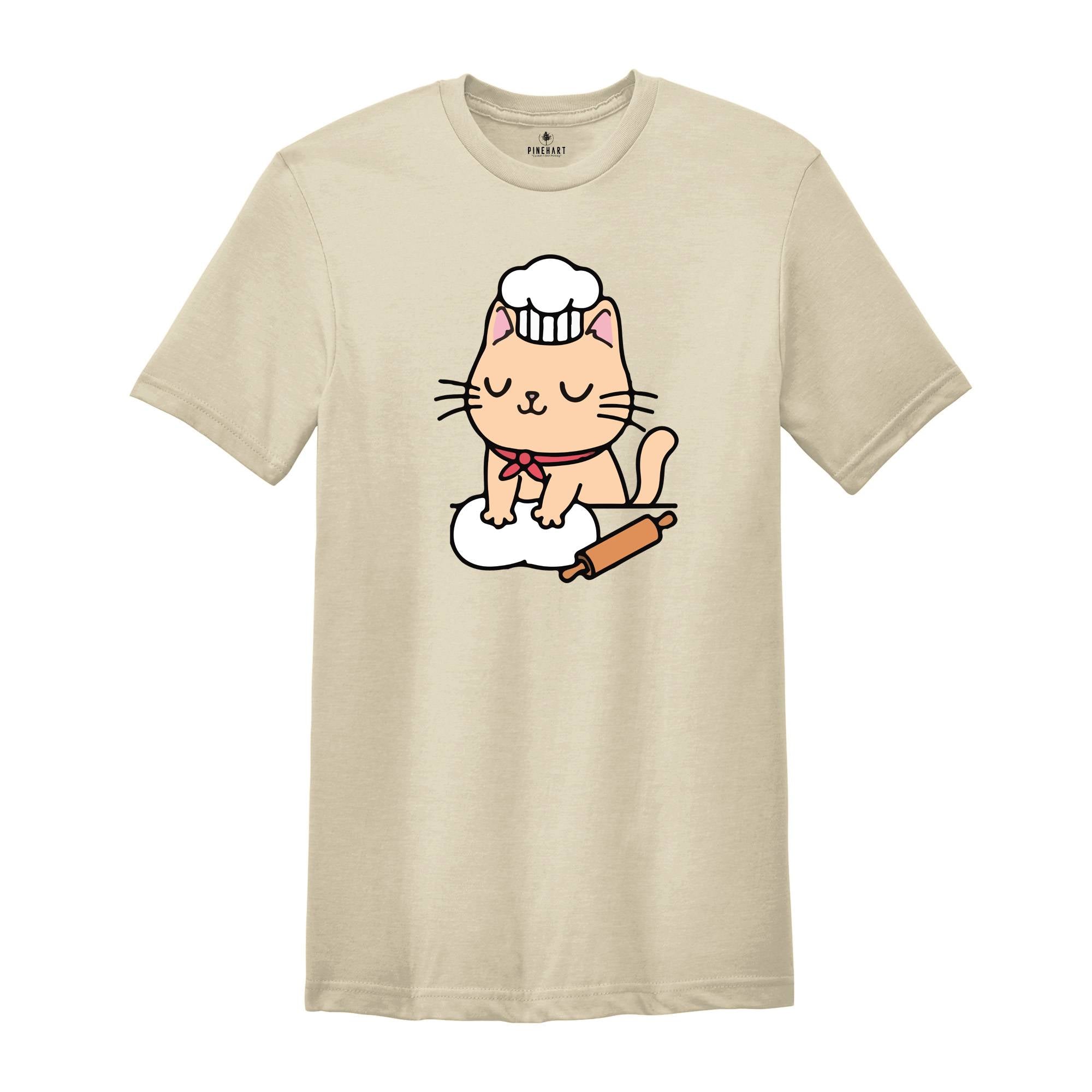 Chef Cat Shirt, Cat T-Shirt, Funny Cat Making Biscuit Shirt, Kitty T-Shirt, Baking Cat Shirt, Cat Mom T-Shirt, Cat Lover Shirts, Baker Shirt