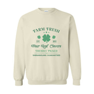 Farm Fresh Four Leaf Clover Sweatshirt, St. Patricks Day Sweatshirt, Lucky Sweatshirt, Leaf Clover Sweatshirt, Shamrock Sweatshirt,