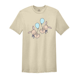 Bunny Balloons Shirt, Cute Rabbit T-shirt, Easter Bunny Gift, Kids Easter Tee, Happy Easter Day Gift