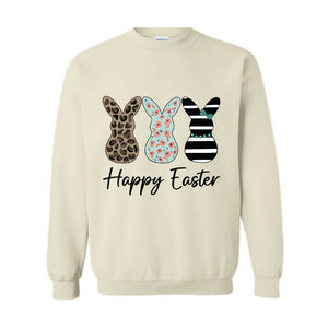 Happy Easter Sweatshirt, Leopard Bunny Sweatshirt, Floral Bunny Hoodie, Happy Easter Hoodie, Easter Gifts