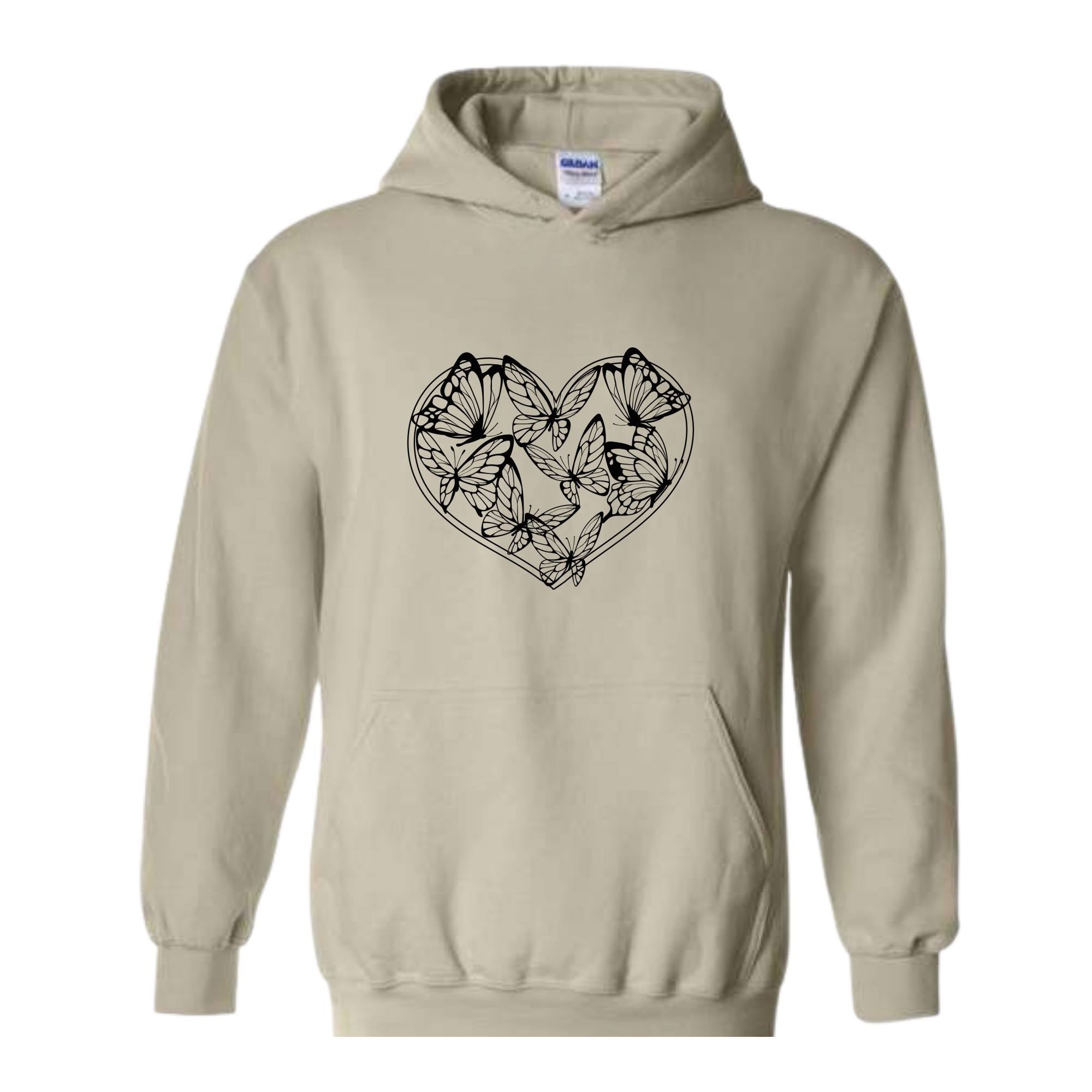 Boho Butterflies Heart Sweatshirt, Butterflies Sweatshirt, Heart Sweatshirt, Butterfly Lover Gift, Butterfly Hoodie, Boho Sweatshirt