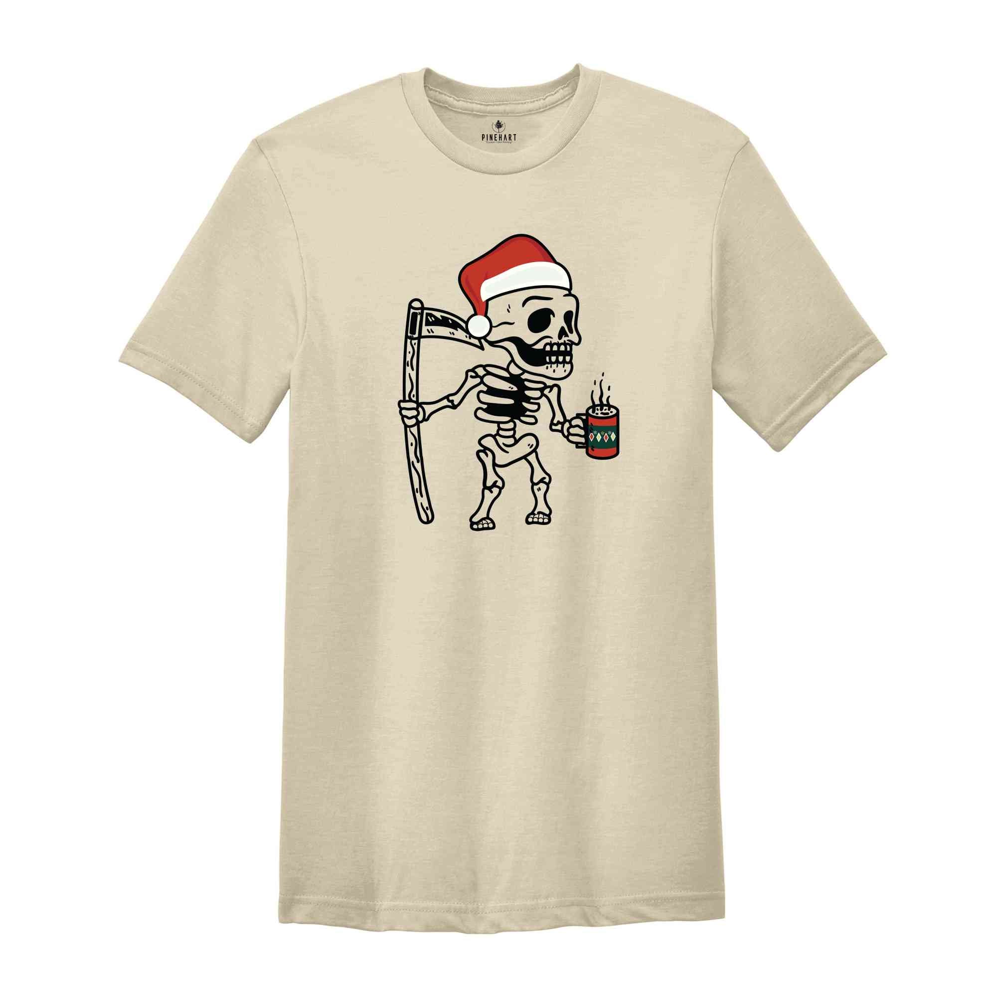 Christmas Skeleton Shirt, Dead Inside Skeleton Christmas Shirt, Sarcastic Christmas Coffee Shirt, Coffee Lover Christmas Gift