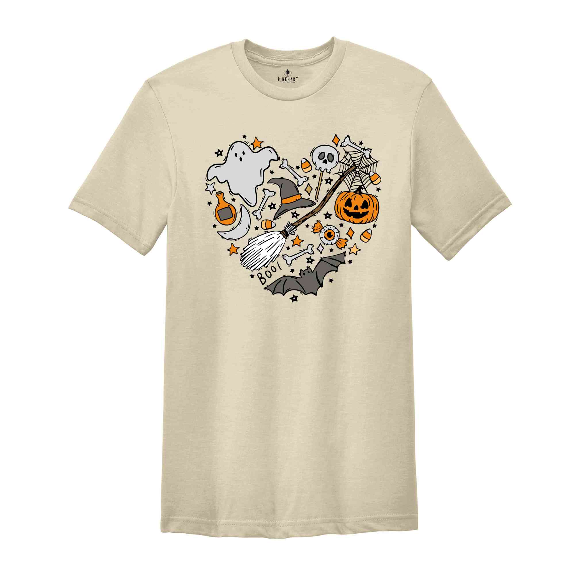 Halloween Doodles Hearth Shirt, Witch Hat T-Shirt, Halloween Moms Shirt, Spooky Season Shirt, Scary Pumpkin Shirt, Love halloween Tee