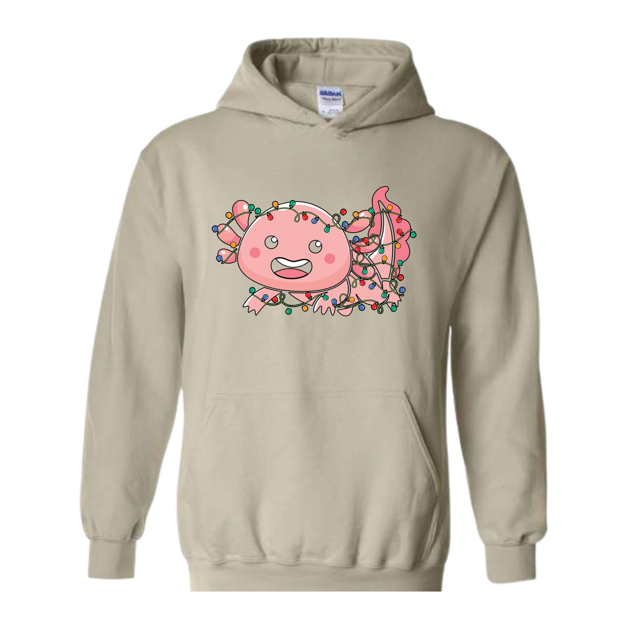 Cute Axolotl Christmas Lights Sweatshirt, Axolotl Lover Sweater, Santa Axolotl Sweatshirt, Axolotl Holiday Sweatshirt