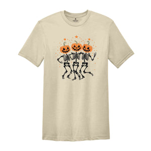 Pumpkin Skeleton Halloween Shirt, Pumpkin Halloween Tee, Halloween Skeleton Tee, Pumpkin Shirt, Spooky Season T-Shirt, Fall Shirt for Women