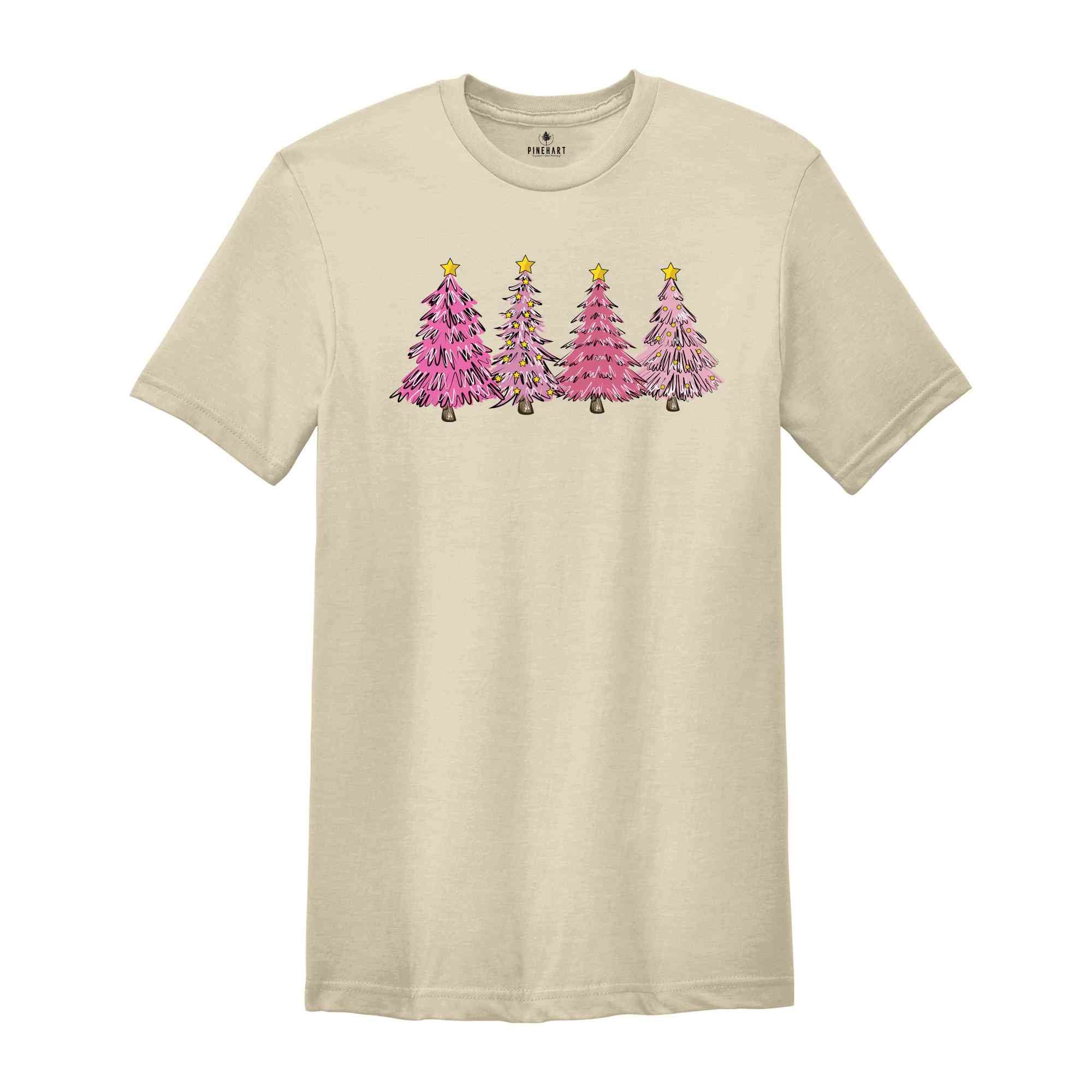 Pink Christmas Tree Shirt, Xmas Trees Shirt, Gift for Christmas, Cute Christmas Shirt, Christmas Party Tee