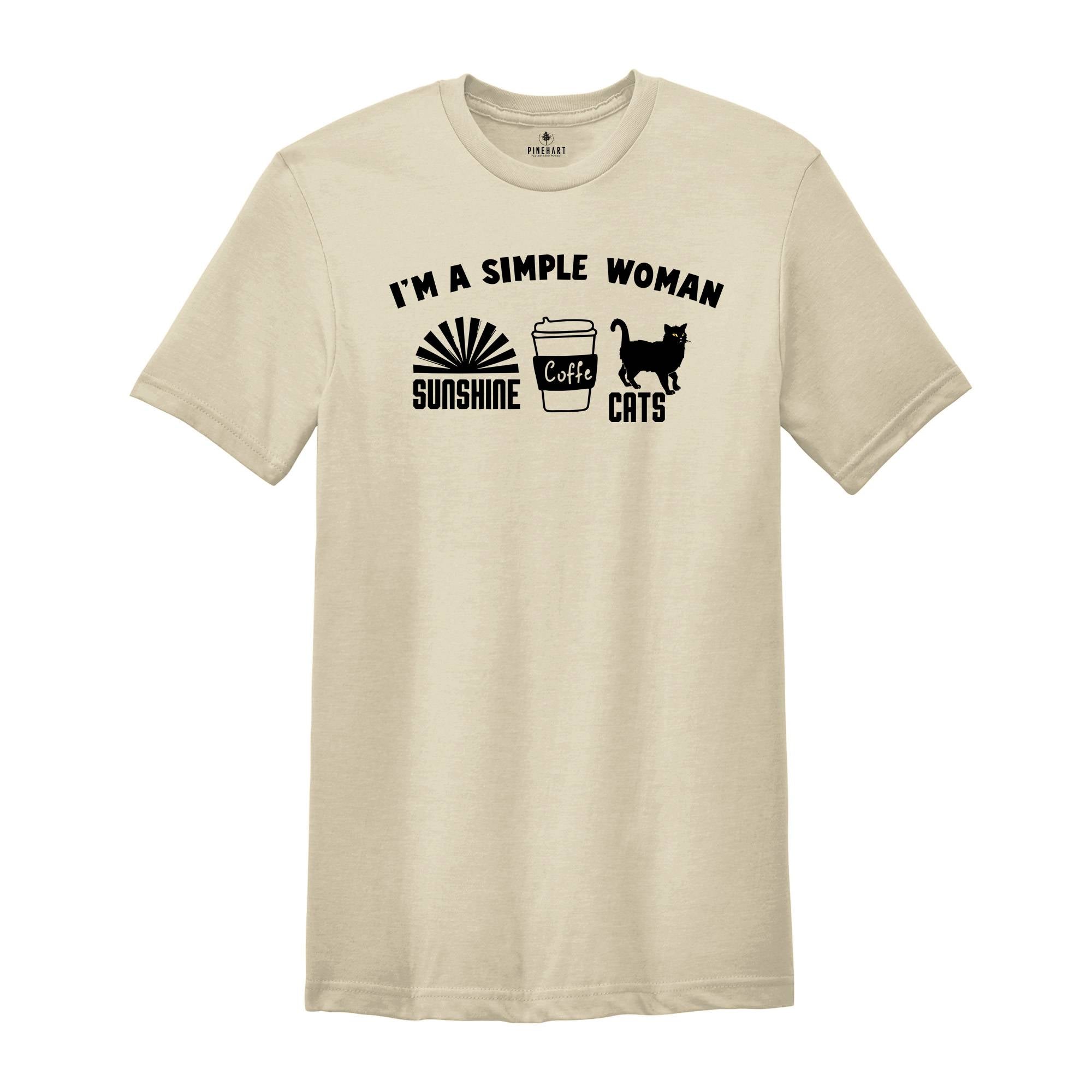 I Am A Simple Woman Sunshine Coffee Cat Shirt, Coffee Girl Shirt, Girl Tee, Funny Women Shirt, Cat Lover Shirt, Coffee Lover Gift