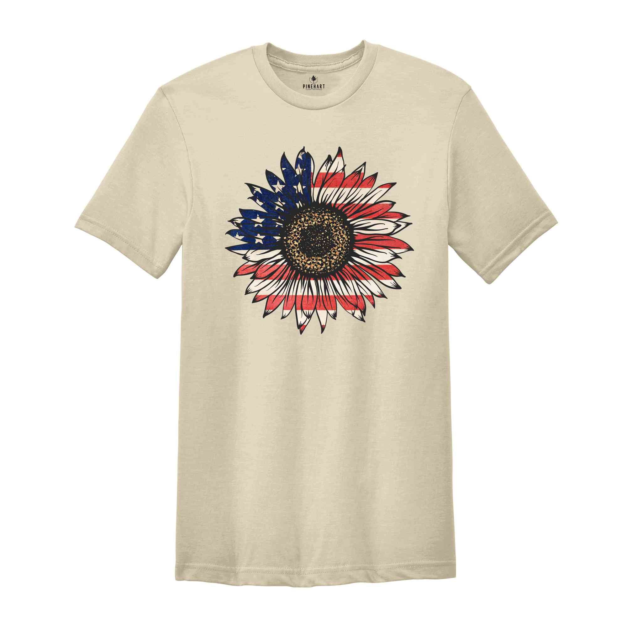 American Sunflower Shirt, 4th Of July Shirt, USA Shirt, Patriotic Shirt, Independence Day Shirt, Red White And Blue, Fourth Of July