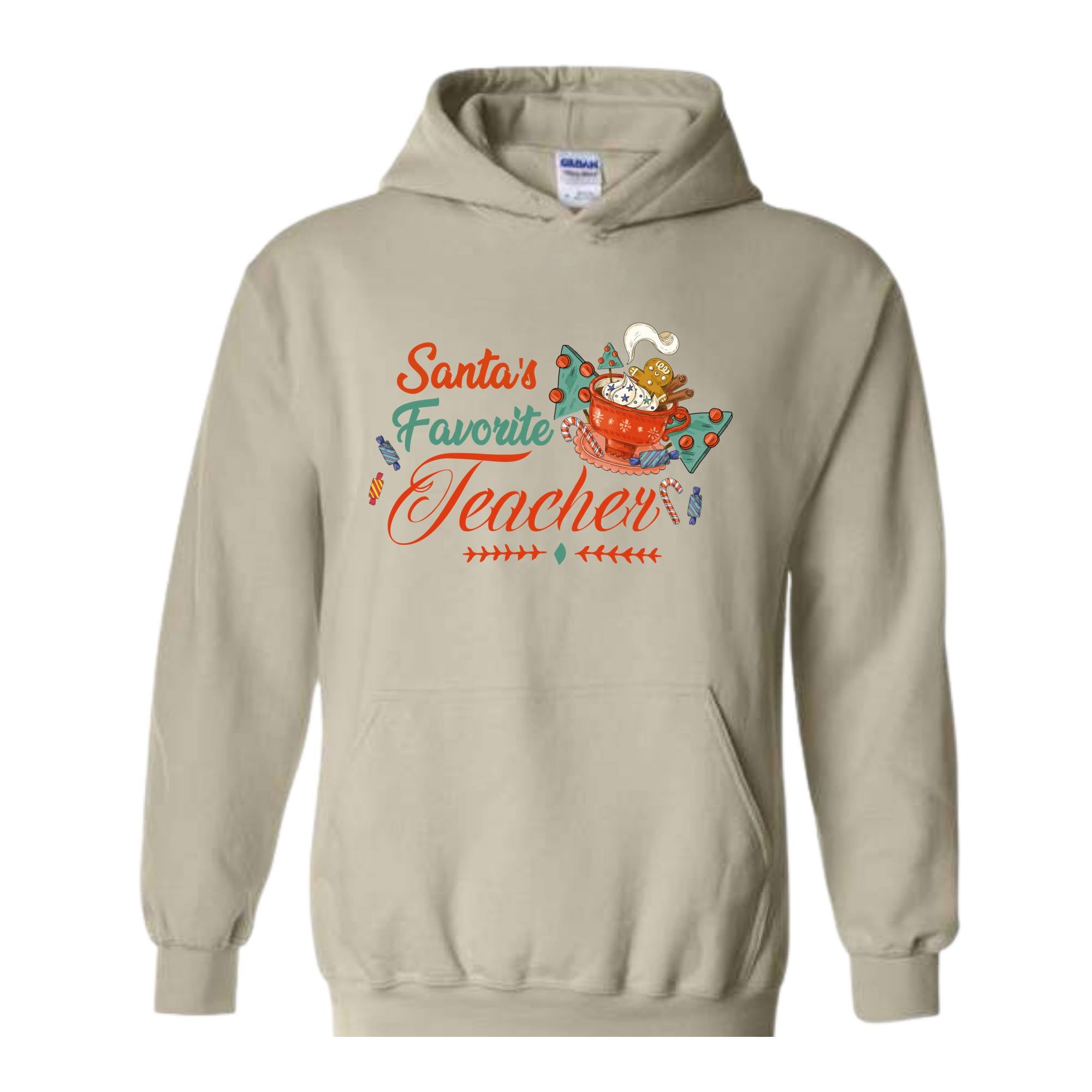 Santa's Favorite Teacher Christmas Shirt, Christmas Teacher Sweatshirt, Santa's Favorite Teacher Sweatshirt, Cute Teacher Christmas Sweater.