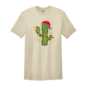 Cute Christmas Cactus Lights T-Shirt, Cactus Christmas Tree Tee, Christmas Reunion Shirt, Christmas Costume, Gardener Tee