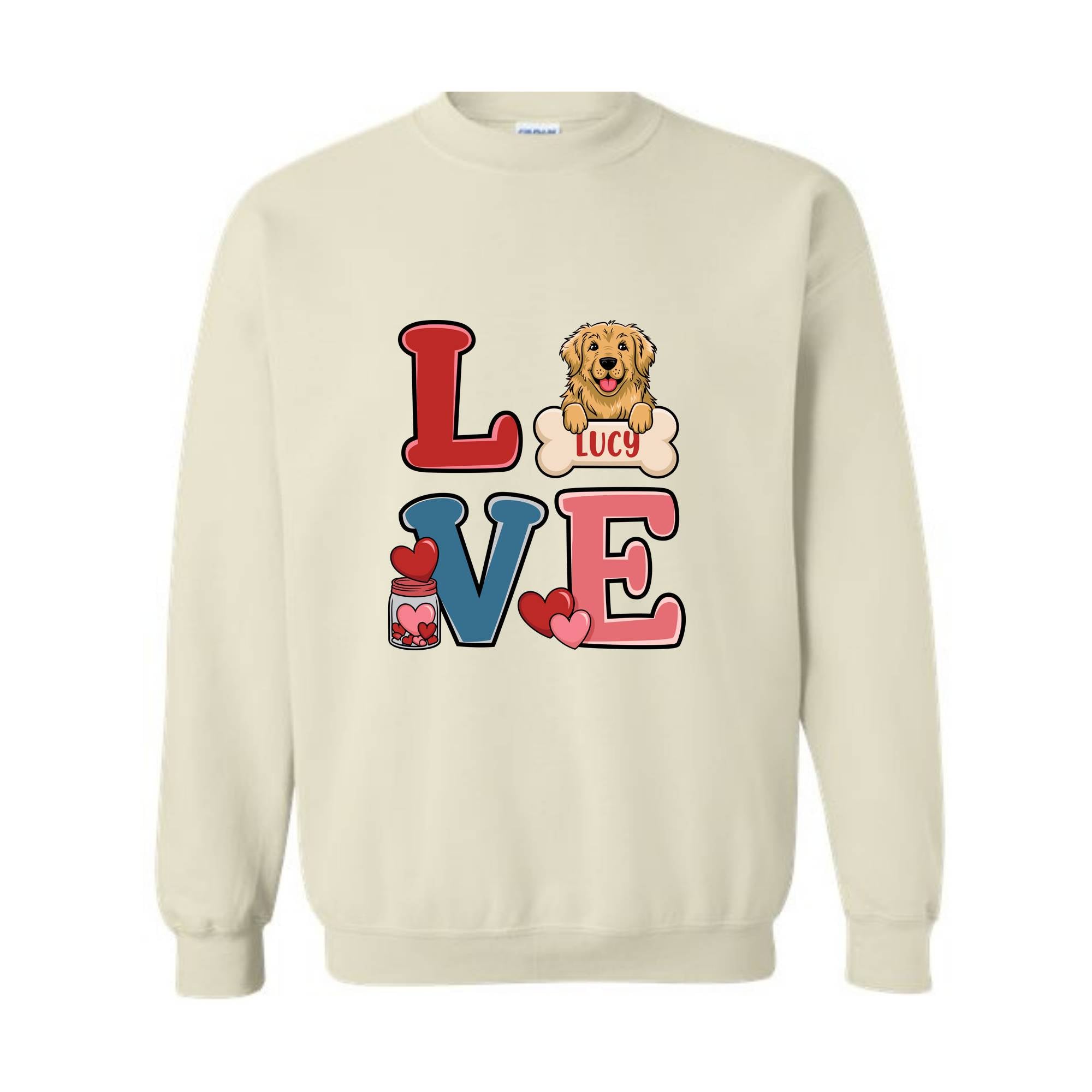 Personalized Dog Valentines Day Sweatshirt, Custom Dog , Cute Dog , Dog Lover , Girls Valentines Day Gift