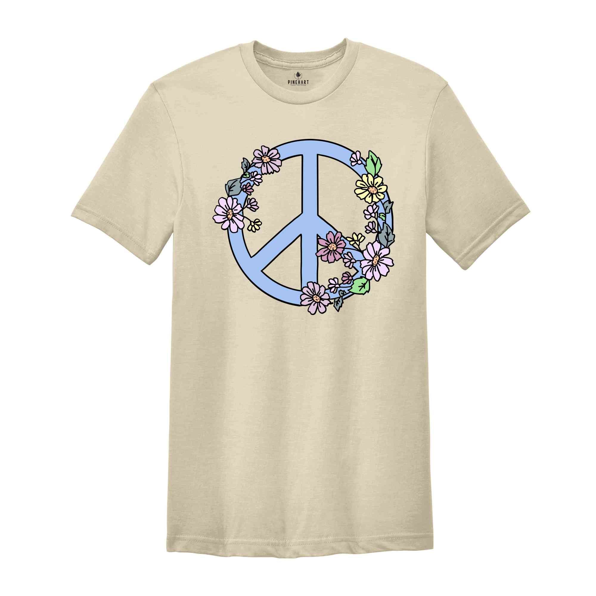 Peace Shirt, Peace Shirt, Floral Peace Sign Shirt, Peace Flower Shirt, Peace and Love Tee, Summer Shirt, Peace Sign Shirt