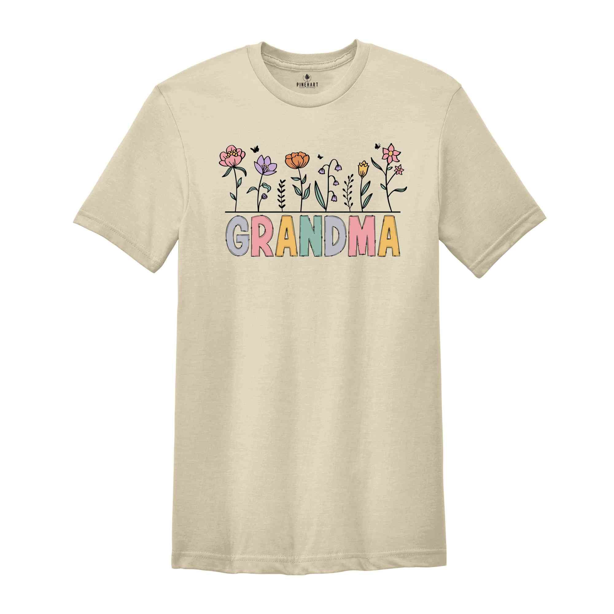 Wildflower Grandma T-Shirt, Grandma To Be Shirt, Gifts For Grandma, Floral Shirt, Baby Announcements Gifts