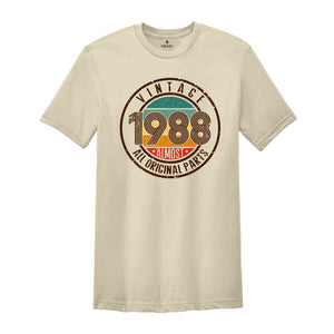 Vintage 1988 All Original Parts Shirt, 36th Birthday Shirt, 1988 Birthday Shirt, Retro 36th Birthday TShirt, 36 Years Birthday Shirt