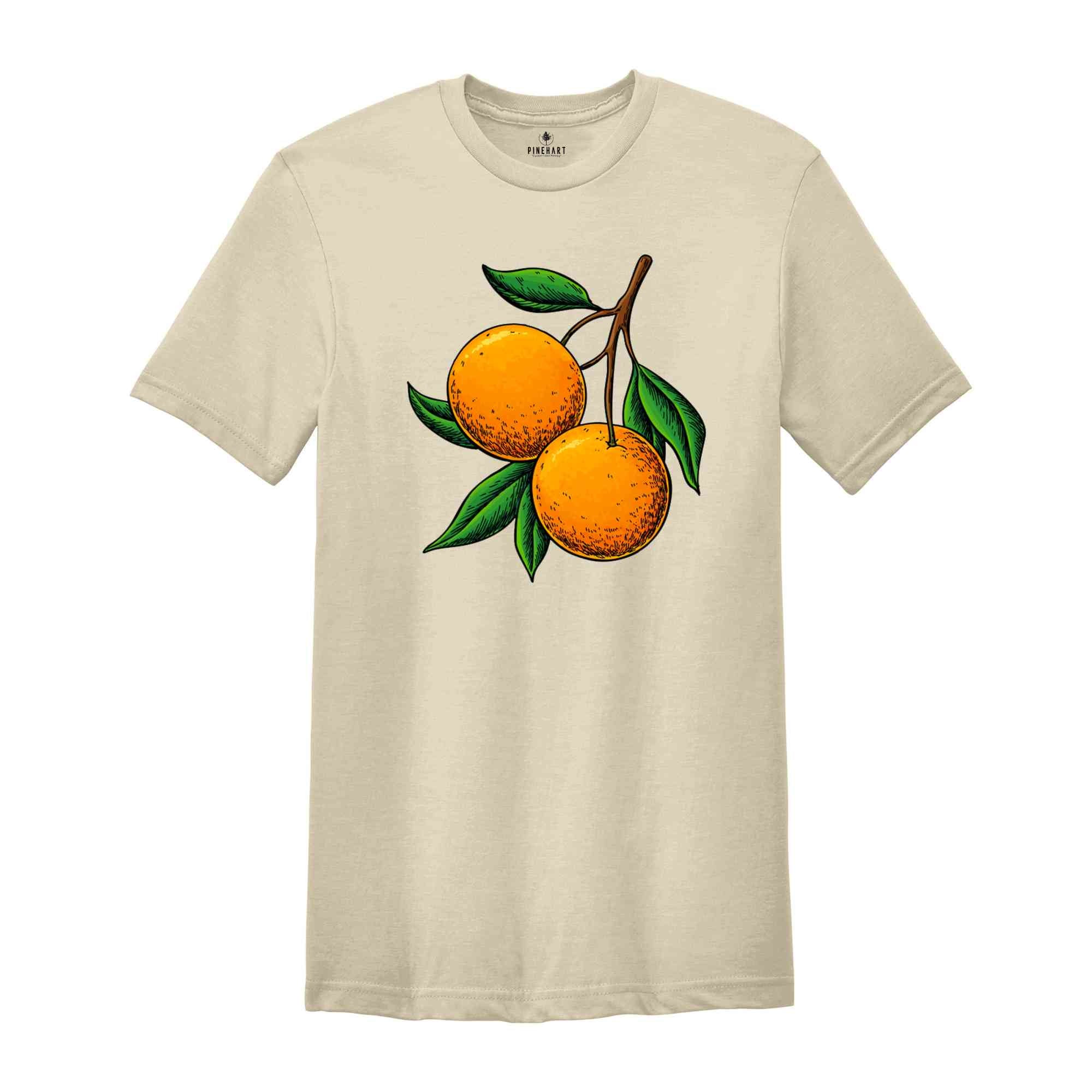 Vintage Orange Shirt, 70s Vintage Style Shirt, Vintage Fruit T-shirt, Aesthetic Shirt, Pastel Colours Shirt