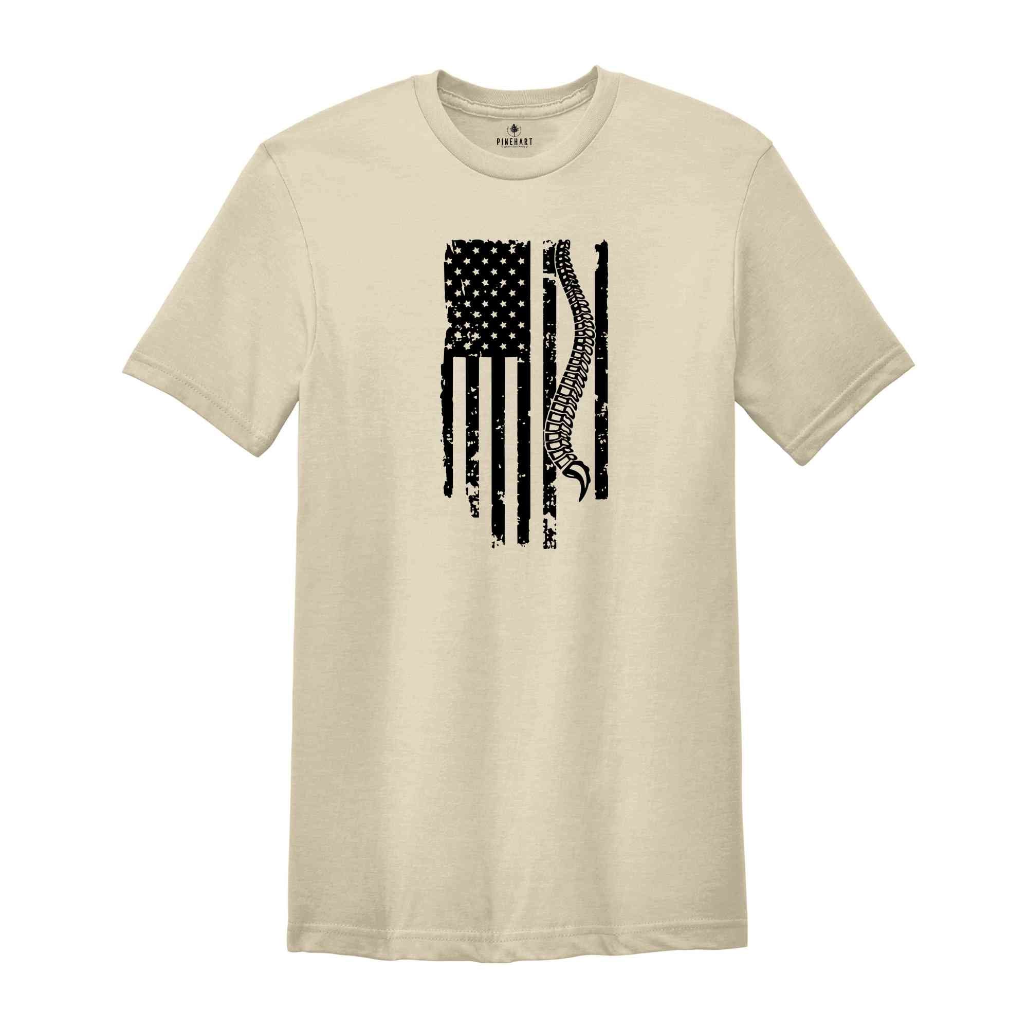 Chiropractor USA Flag Shirt, Patriotic Shirt, American Flag Spine Shirt, Chiropractic Gift, Physical Therapist, Chiropractic Student Tee