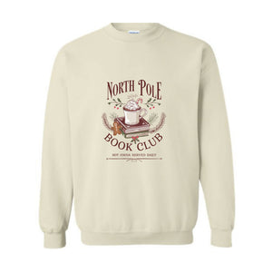 North Pola Book Club Sweatshirt, Hot Cocoa Served Daily Sweatshirt, Christmas Sweatshirt, Books Christmas Sweatshirt, Teacher Sweatshirt