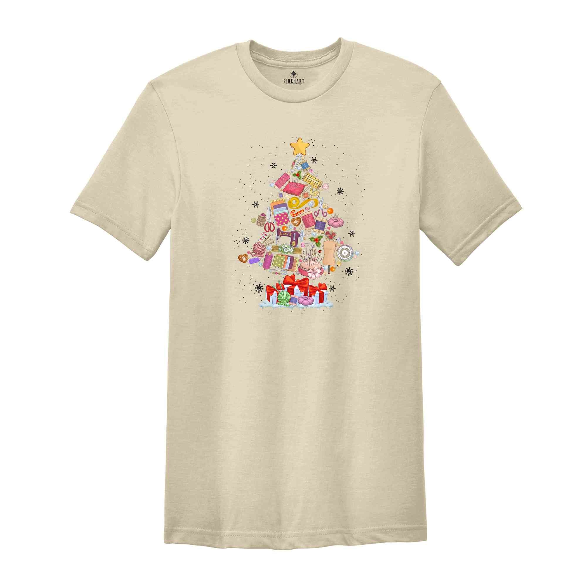 Sewing Machine Christmas Tree Shirt, Quilting Shirt, Sewing Lover T-Shirt, Christmas Tailor Gift, Sewing Christmas Shirt