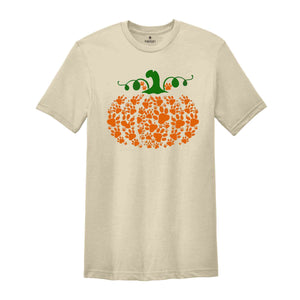 Paw Pumpkin Shirt, Paw Print Shirt, Pumpkin Dog Shirt, Dog Halloween Shirt, Retro Pumpkin Tee, Halloween T-Shirt