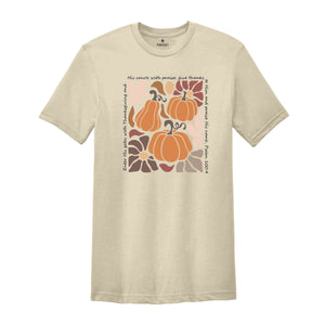 Floral Pumpkin Thanksgiving Shirt, Gift For Christians, Bible Verse Thanksgiving Shirt, Boho Christian Shirt, Autumn Season Tee