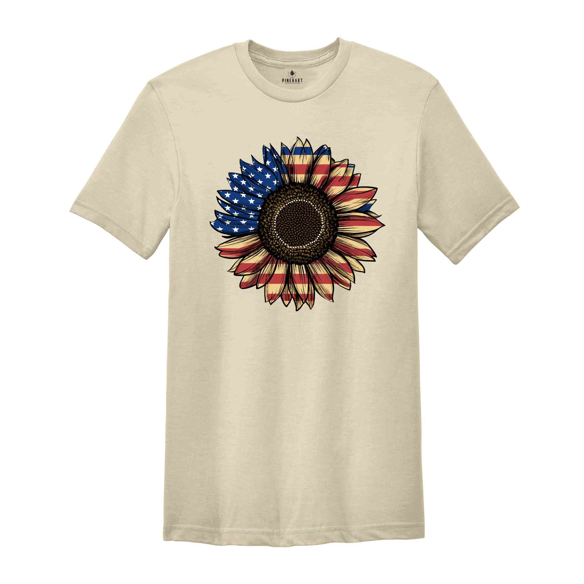 America Sunflower Shirt, USA Flag Flower T Shirt, Gift For American, 4th Of July Flag Graphic T-Shirt, Freedom TShirt, Independence Shirt