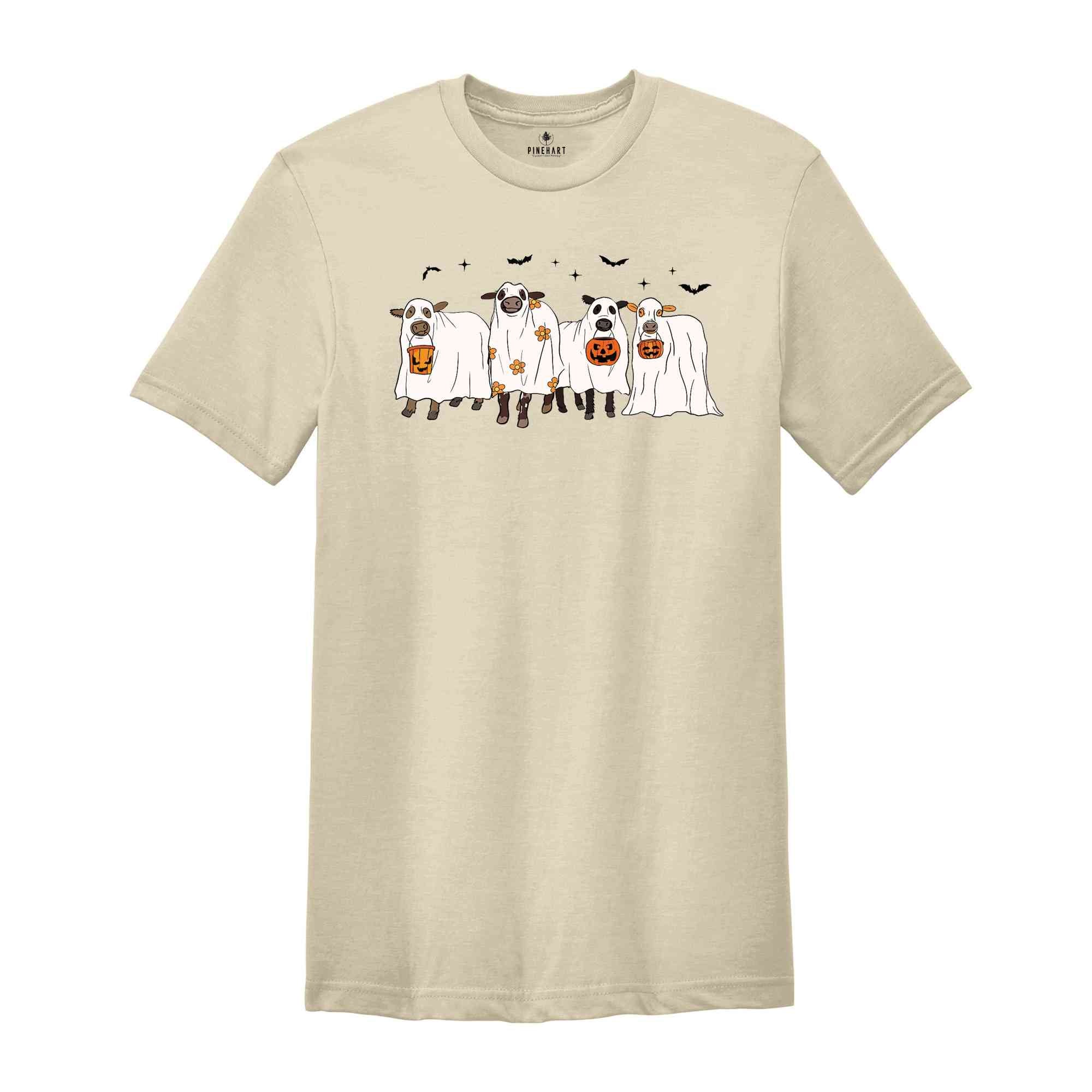 Ghost Cows Shirt, Halloween T-Shirt, Halloween Animals Tee, Cow Lovers Halloween Gifts, Funny Cow Shirts, Halloween Funny Shirt