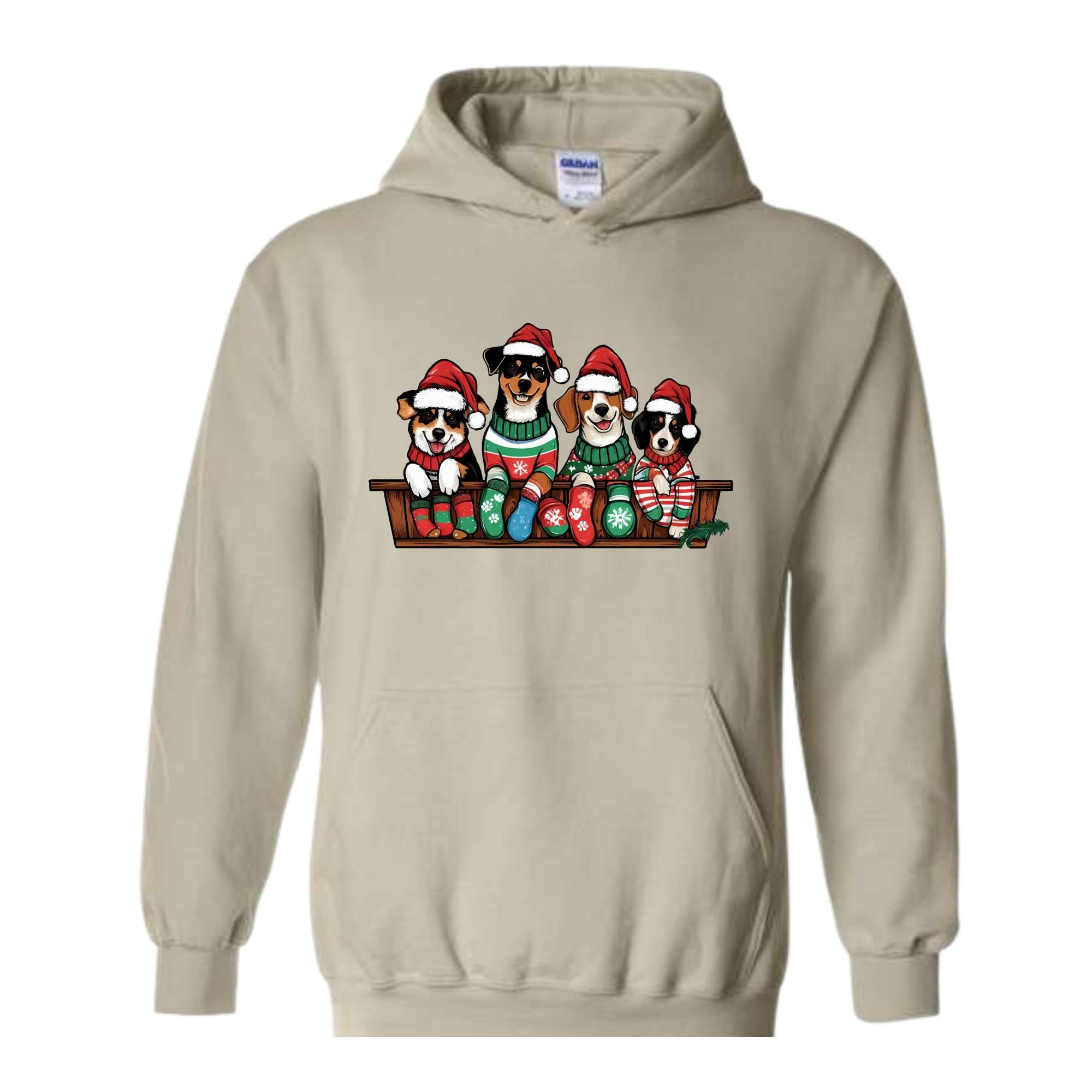 Funny Christmas Dog Hoodie, Cute Dogs Hoodie, Christmas Party, Dog Lover Hoodie, Dogs Xmas Hoodie, Dog Mom Hoodie