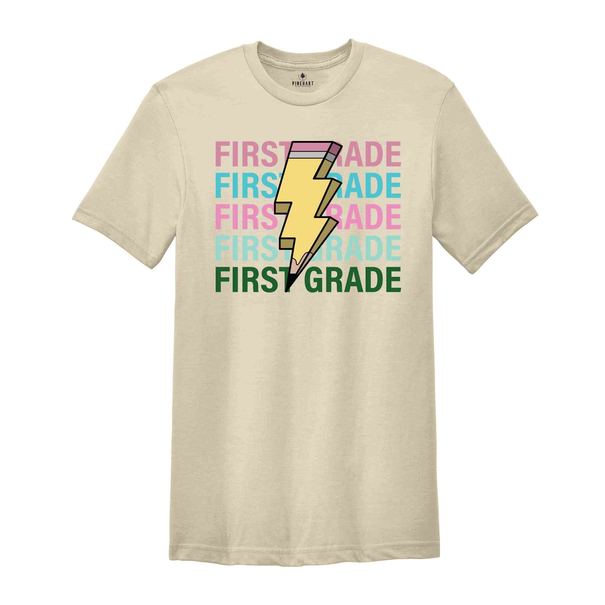 First Grade Pencil Shirt, Pencil Bolt Shirt, Retro Shirt, Back To School Shirt, School Shirt, Teacher Shirt, Pencil Shirt, Teacher Gift