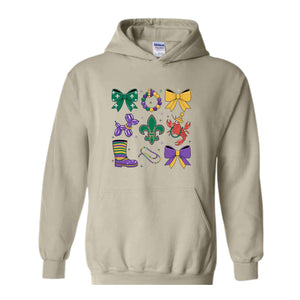 Coquette Mardi Gras Sweatshirt, Bow Mardi Gras Sweatshirt, Mardi Gras Hoodie, Ribbon Mardi Hoodie, Mardi Hoodie