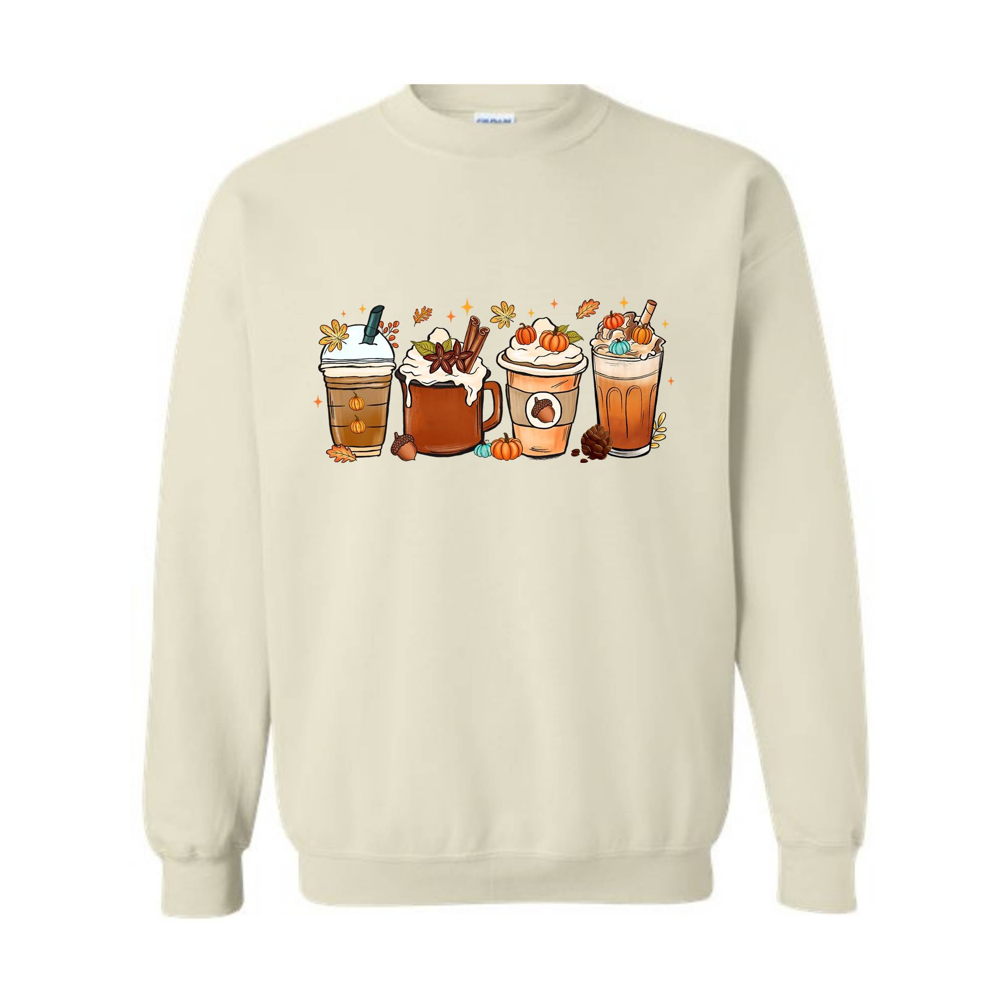 Fall Coffee Sweatshirt, Halloween Pumpkin Latte Drink Cup, Halloween Fall Sweatshirt, Coffee Lover Sweatshirt, Thanksgiving Sweatshirt